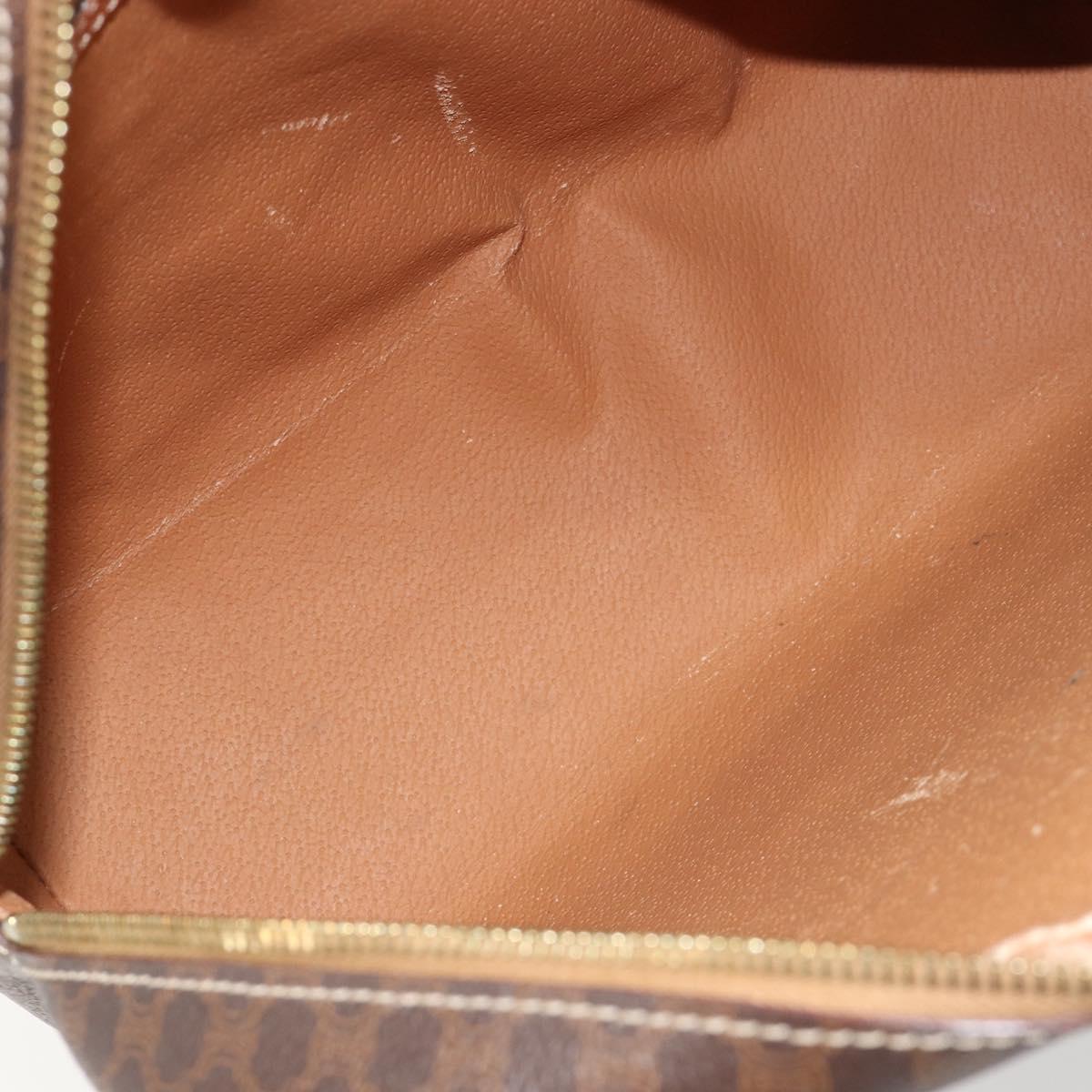 CELINE Macadam Canvas Hand Bag PVC Leather Brown Gold Auth 180639
