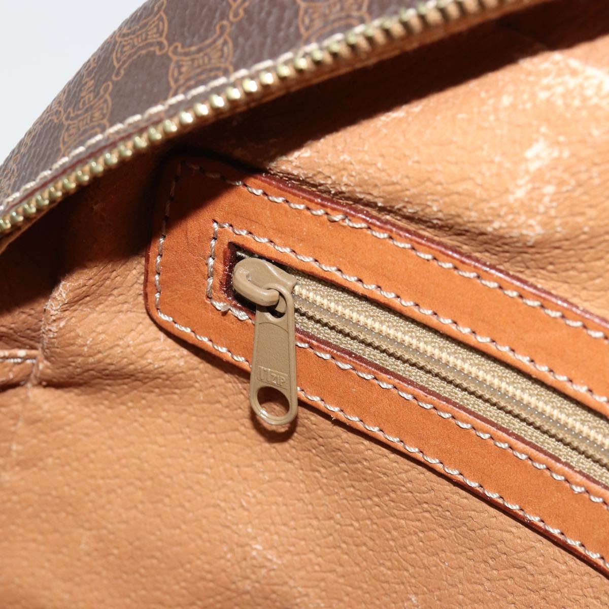 CELINE Macadam Canvas Hand Bag PVC Leather Brown Gold Auth 180639