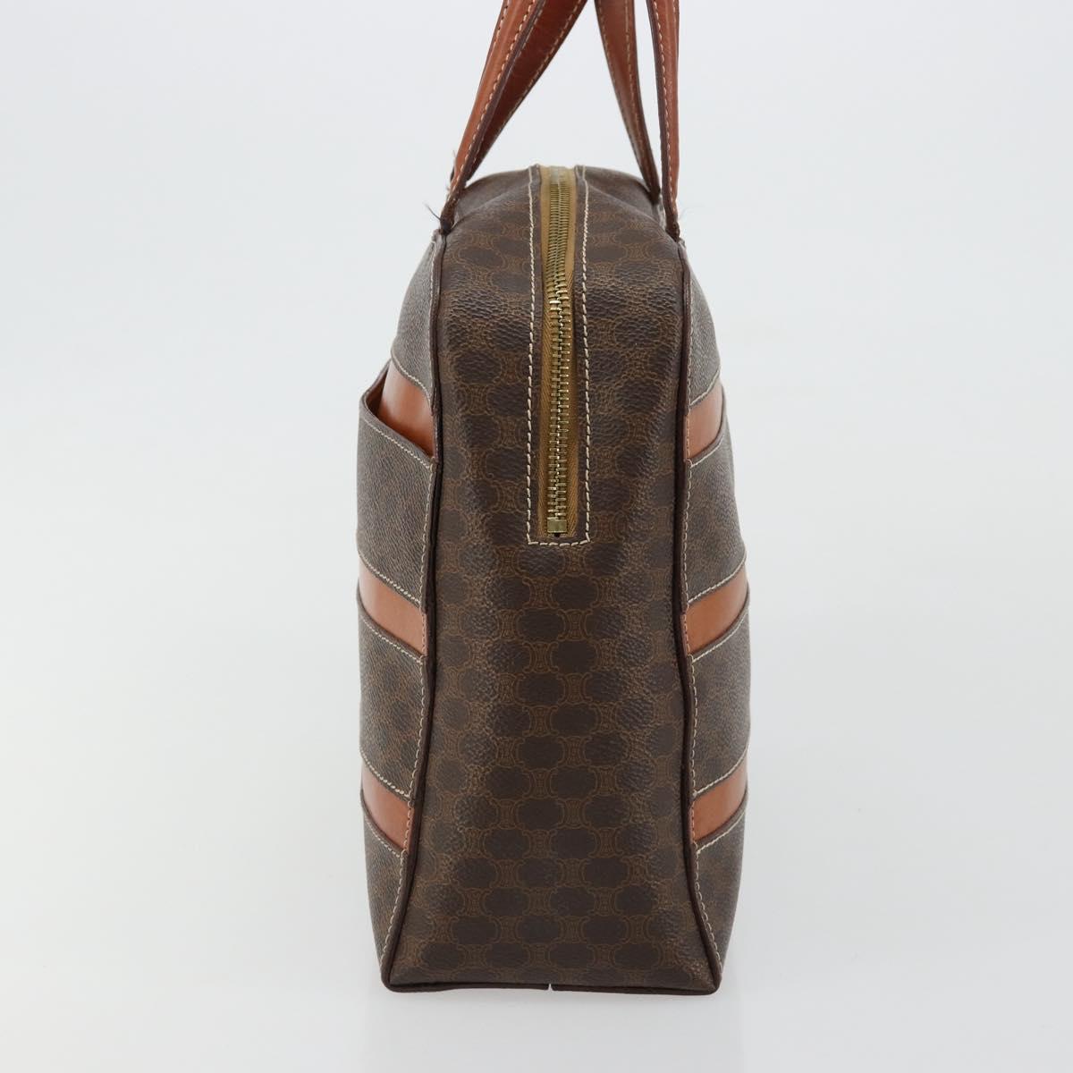 CELINE Macadam Canvas Hand Bag PVC Leather Brown Gold Auth 180639