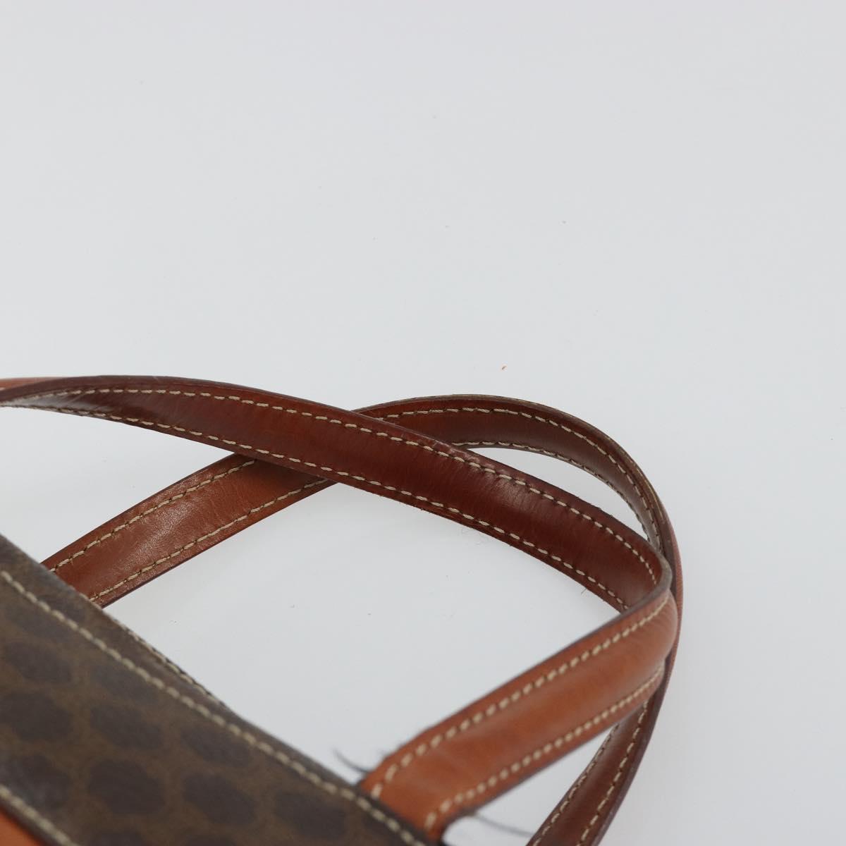 CELINE Macadam Canvas Hand Bag PVC Leather Brown Gold Auth 180639