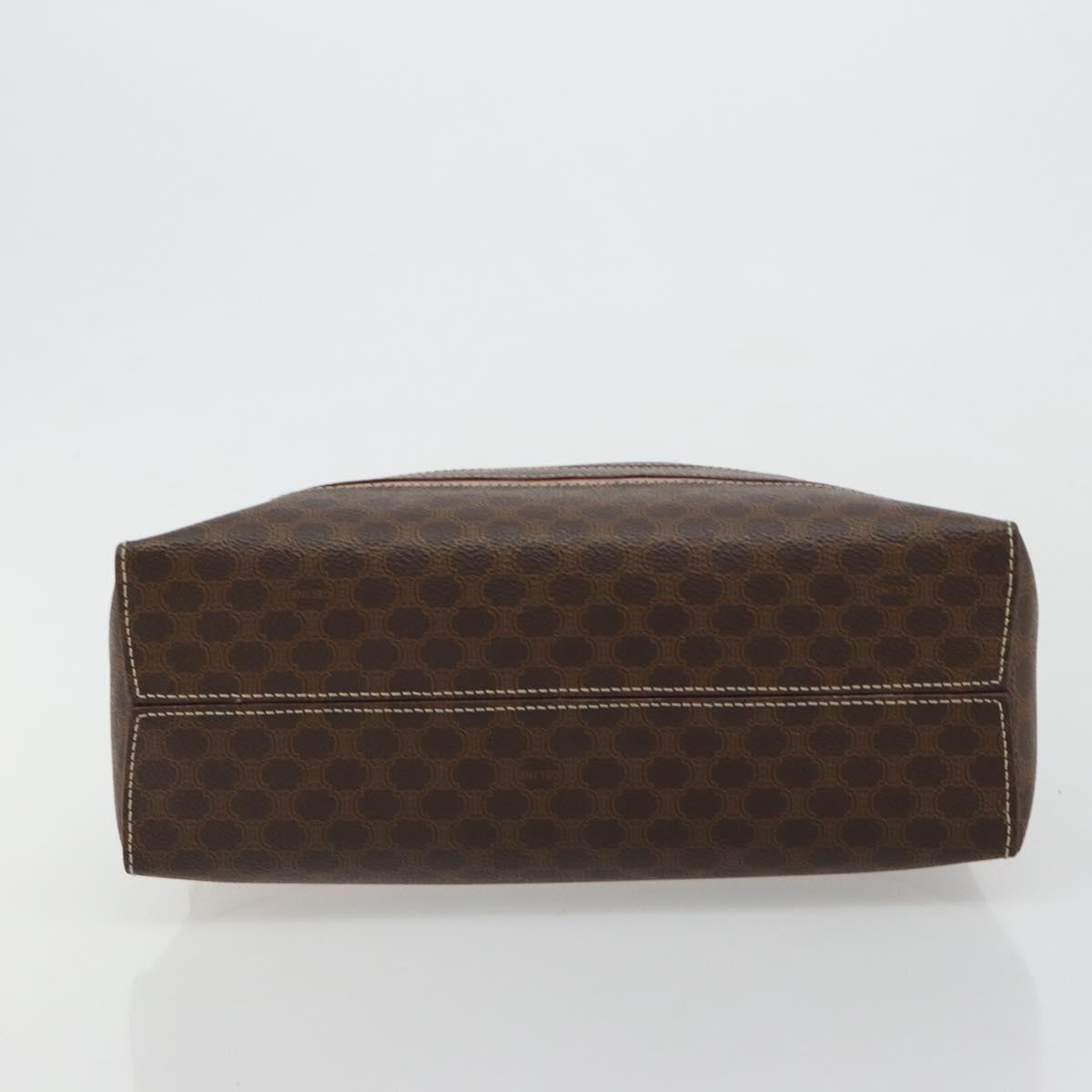 CELINE Macadam Canvas Hand Bag PVC Leather Brown Gold Auth 180639
