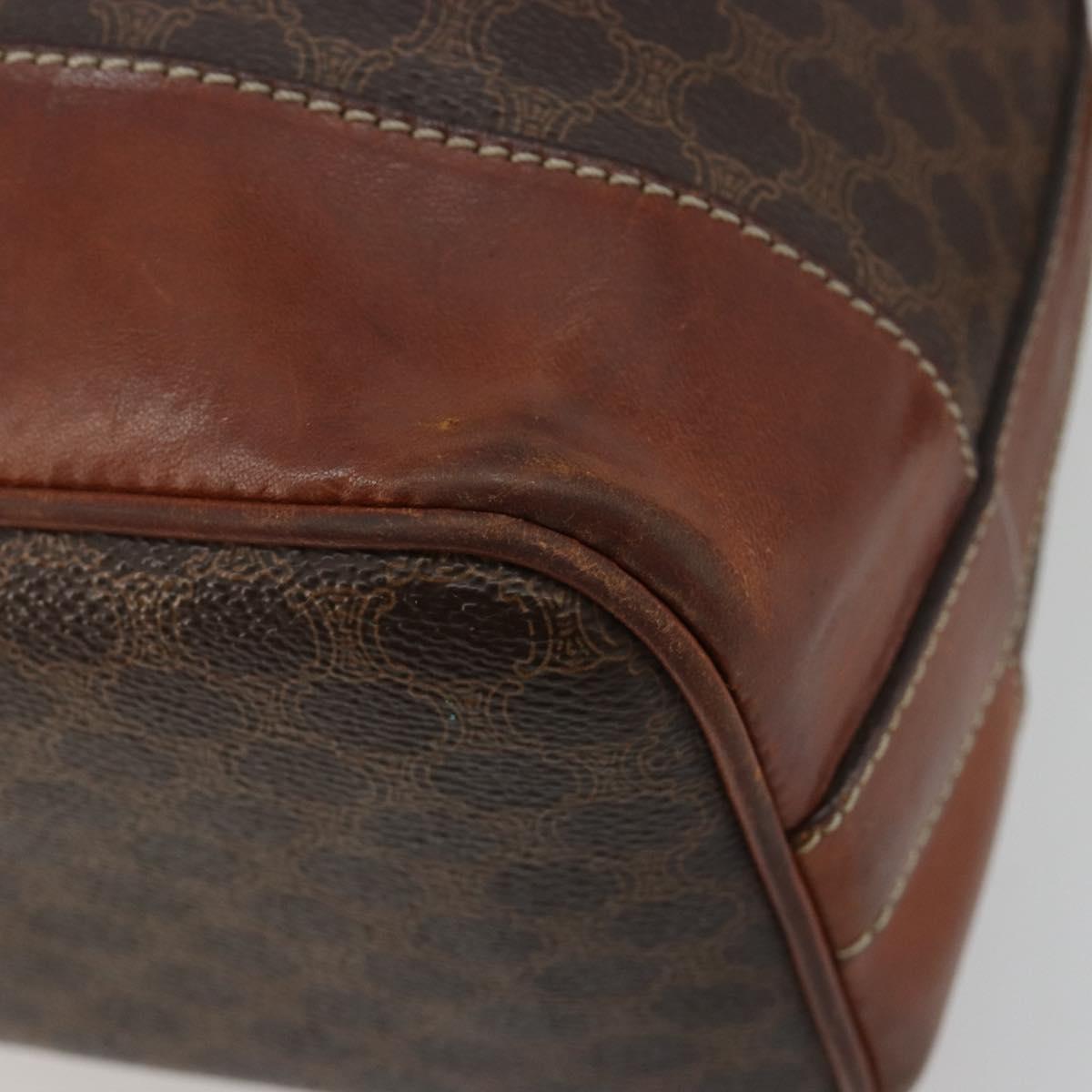 CELINE Macadam Canvas Purse Shoulder Bag PVC Leather Brown Gold Auth 180641