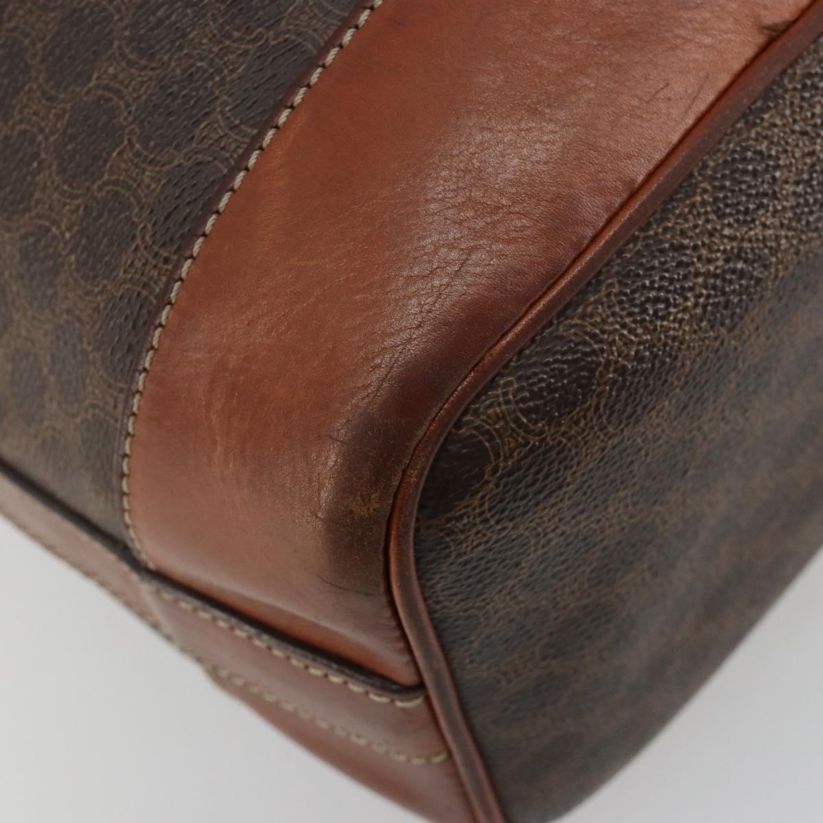 CELINE Macadam Canvas Purse Shoulder Bag PVC Leather Brown Gold Auth 180641