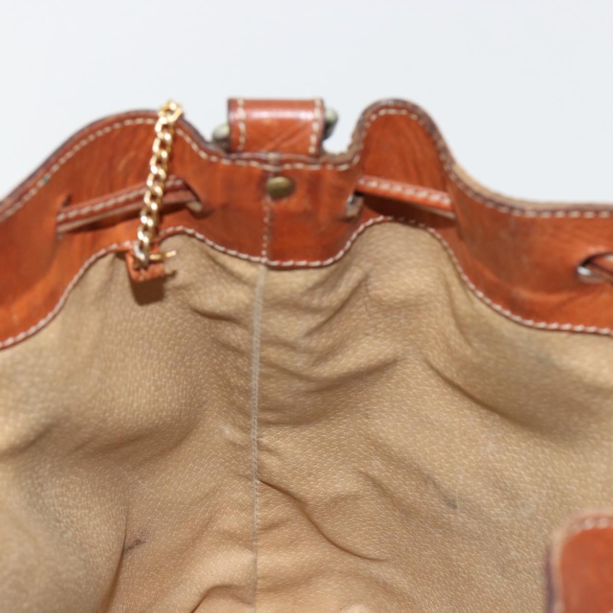 CELINE Macadam Canvas Purse Shoulder Bag PVC Leather Brown Gold Auth 180641