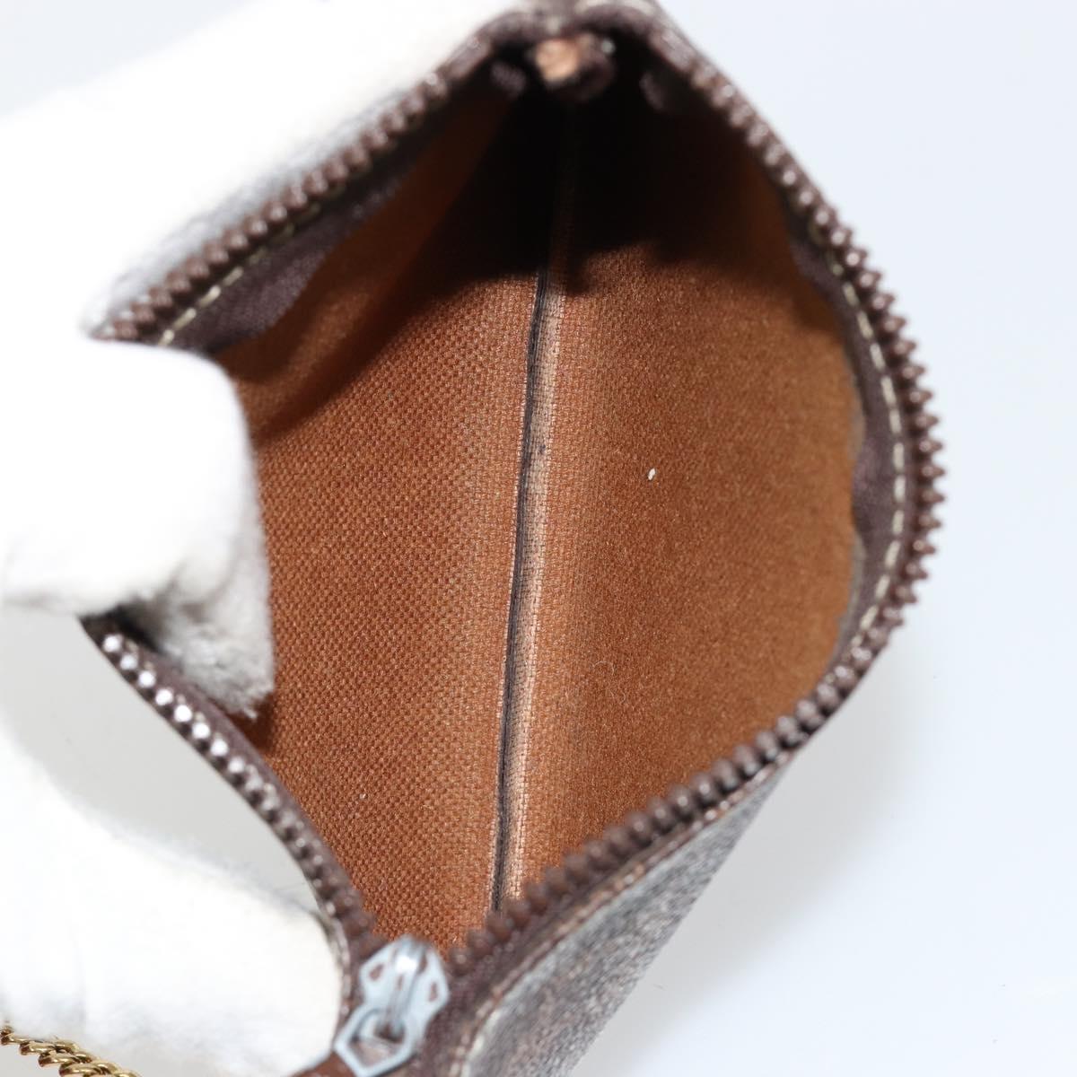 CELINE Macadam Canvas Purse Shoulder Bag PVC Leather Brown Gold Auth 180641