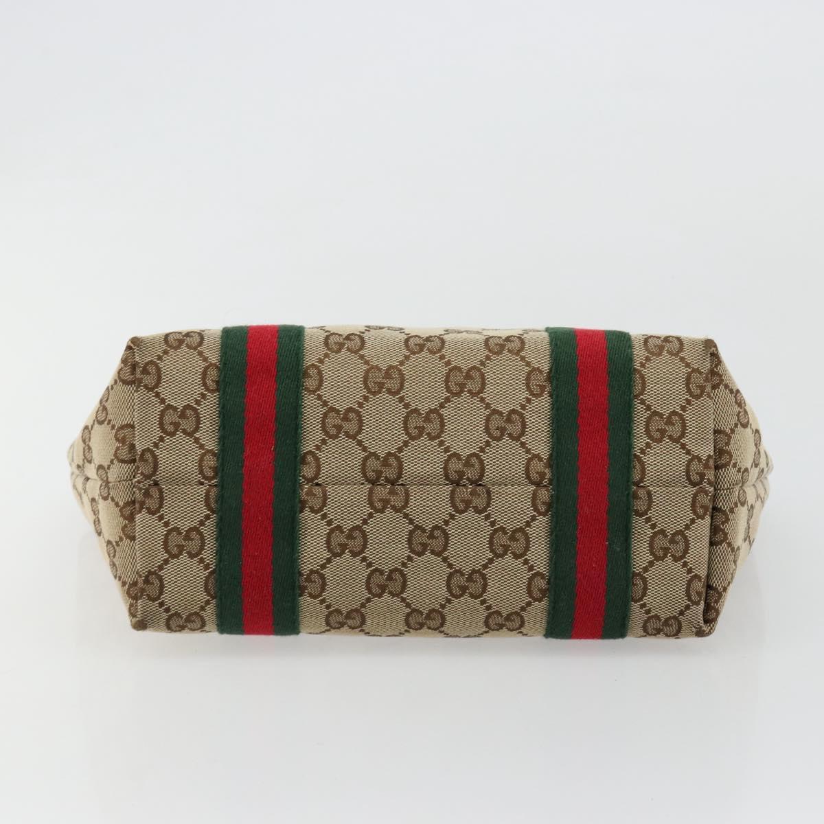 GUCCI GG Canvas Web Sherry Line Hand Bag Beige Gold 139261 Auth 180644