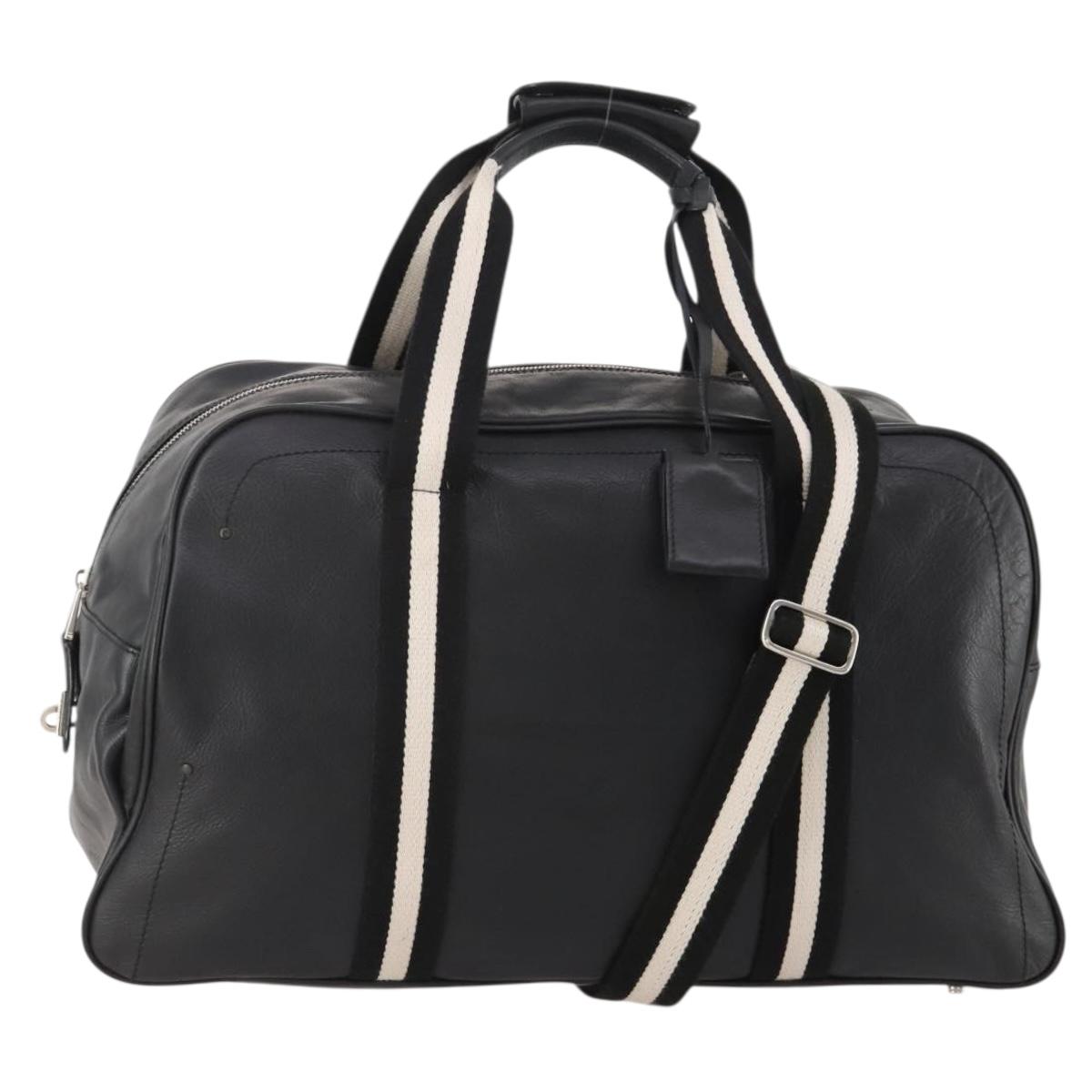 BALLY Boston Bag Leather 2way Black Auth 180652A
