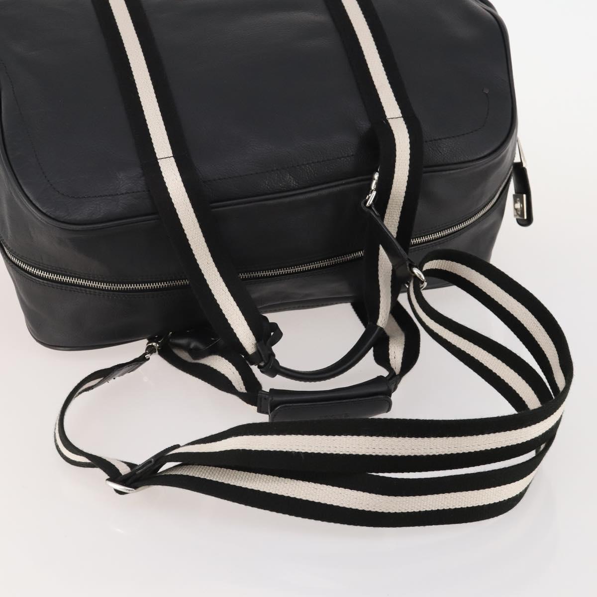 BALLY Boston Bag Leather 2way Black Auth 180652A