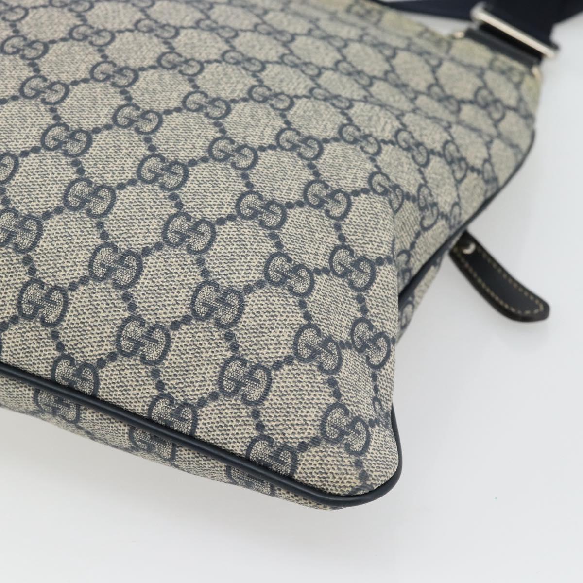 GUCCI GG Supreme Shoulder Bag PVC Navy Silver 295257 Auth 180659A
