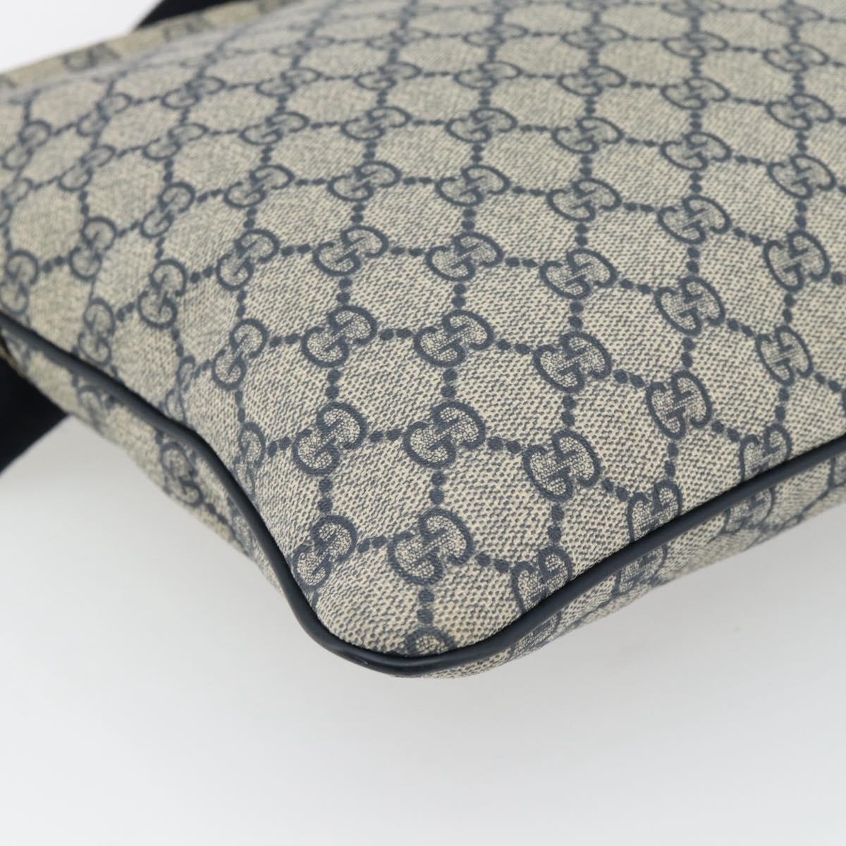 GUCCI GG Supreme Shoulder Bag PVC Navy Silver 295257 Auth 180659A