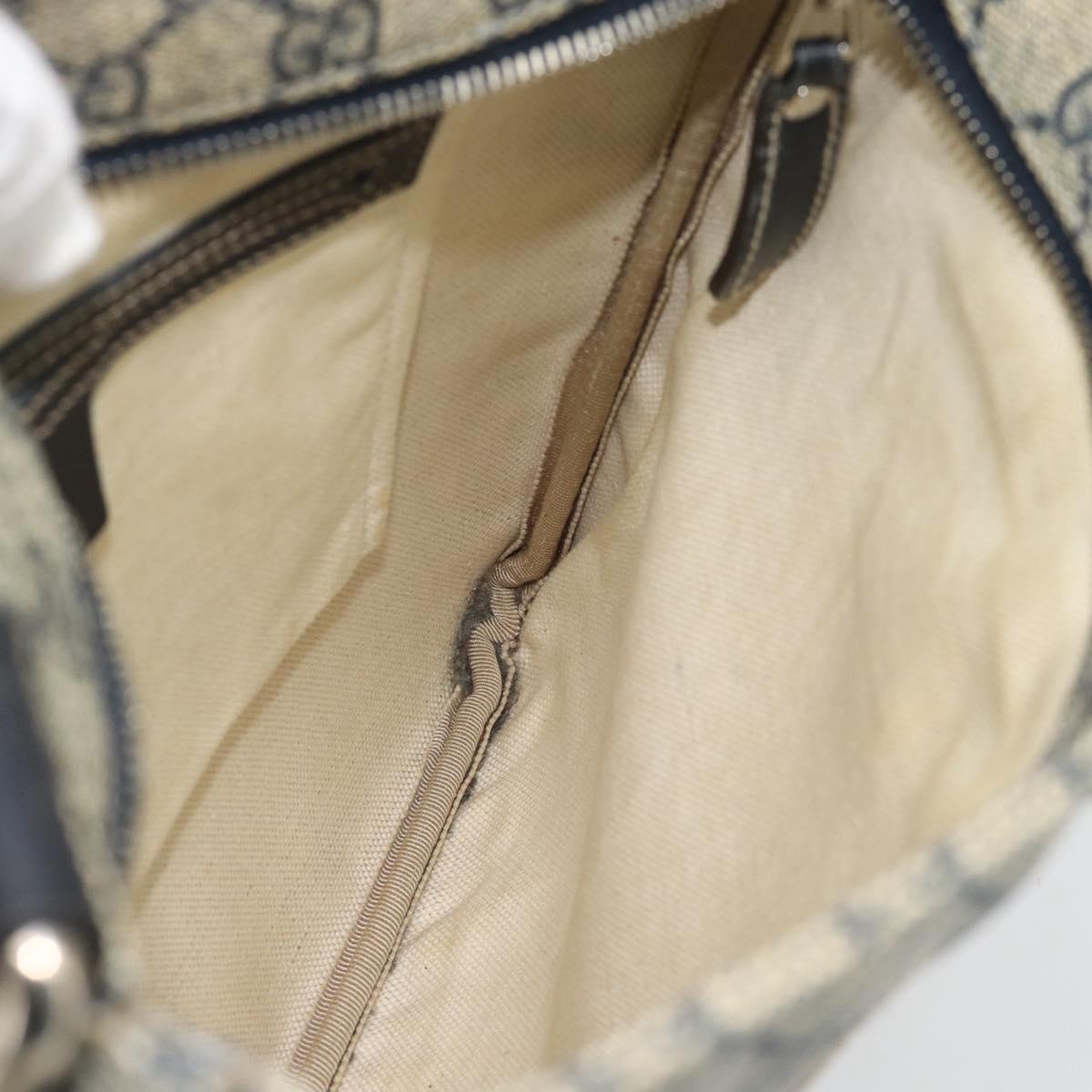 GUCCI GG Supreme Shoulder Bag PVC Navy Silver 295257 Auth 180659A