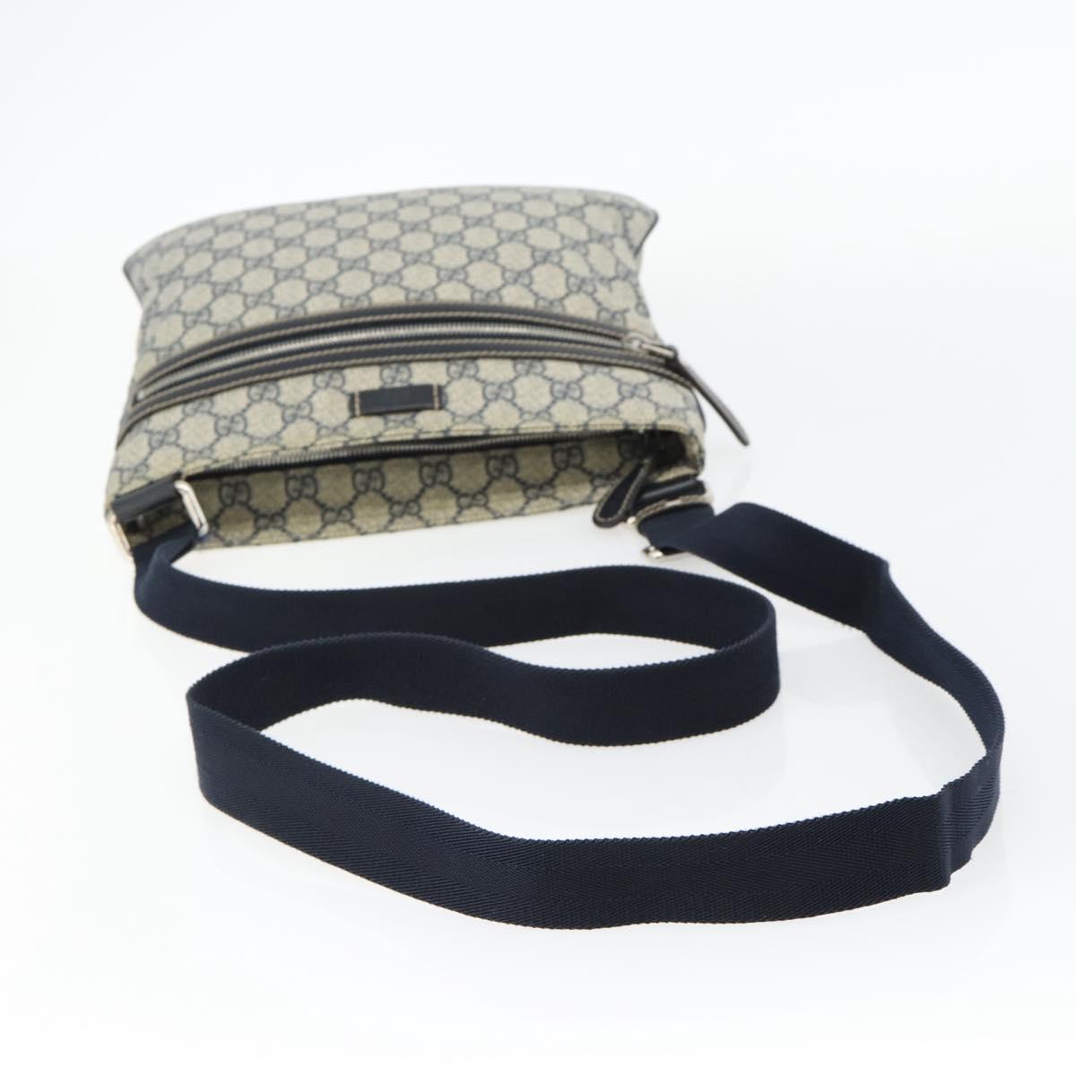 GUCCI GG Supreme Shoulder Bag PVC Navy Silver 295257 Auth 180659A