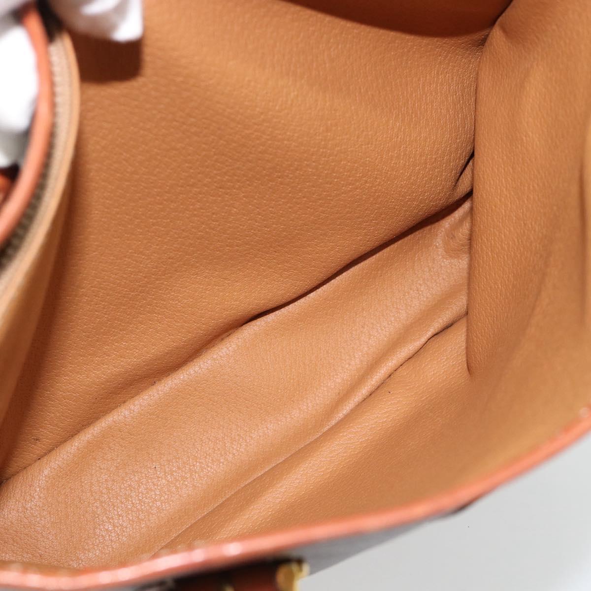 CELINE Macadam Canvas Tote Bag PVC Leather Brown Gold Auth 180666