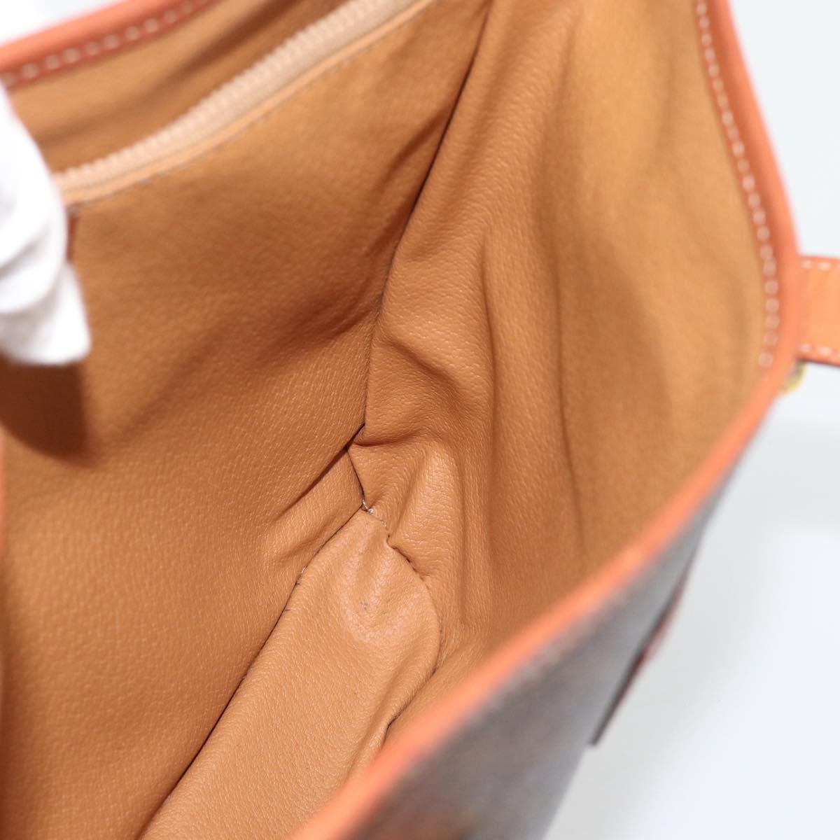 CELINE Macadam Canvas Tote Bag PVC Leather Brown Gold Auth 180666