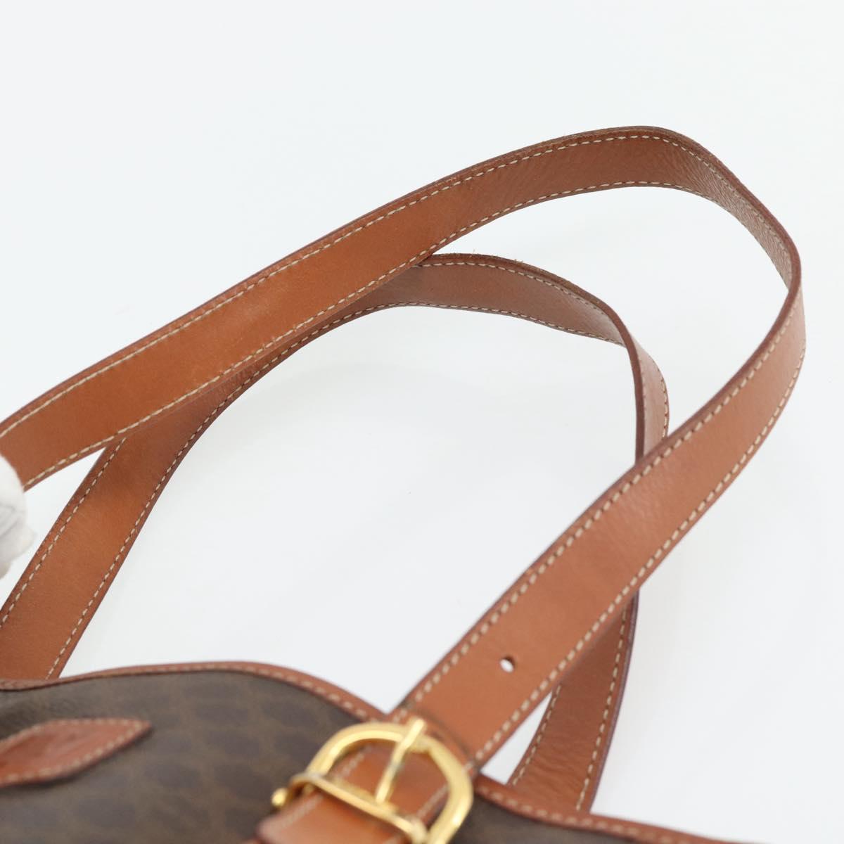CELINE Macadam Canvas Tote Bag PVC Leather Brown Gold Auth 180666