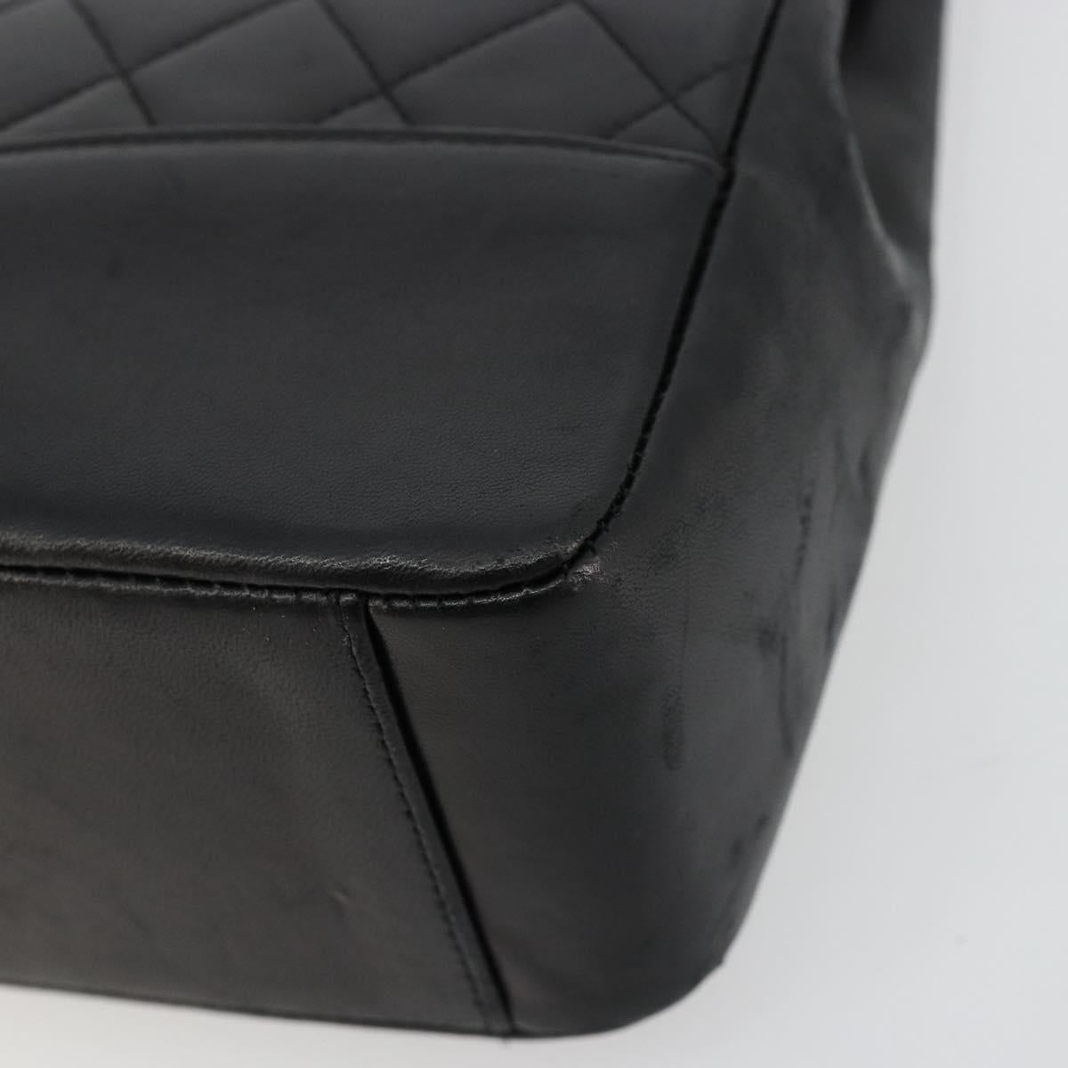 CHANEL Matelasse Hand Bag Lamb Skin 2way Black Gold CC Auth 180669A
