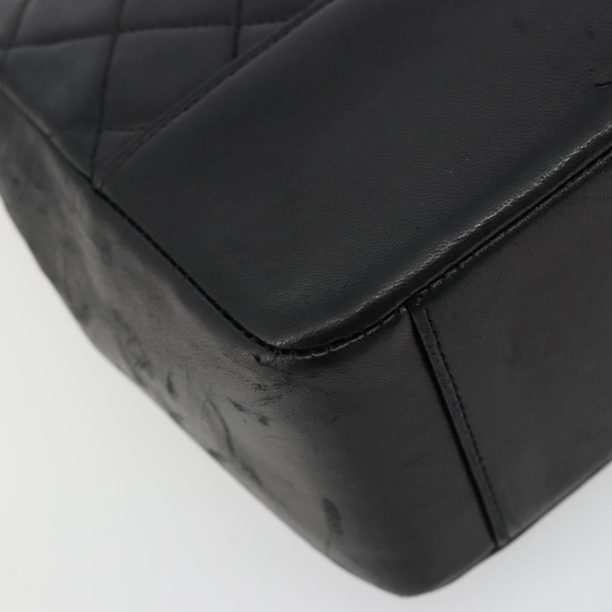 CHANEL Matelasse Hand Bag Lamb Skin 2way Black Gold CC Auth 180669A