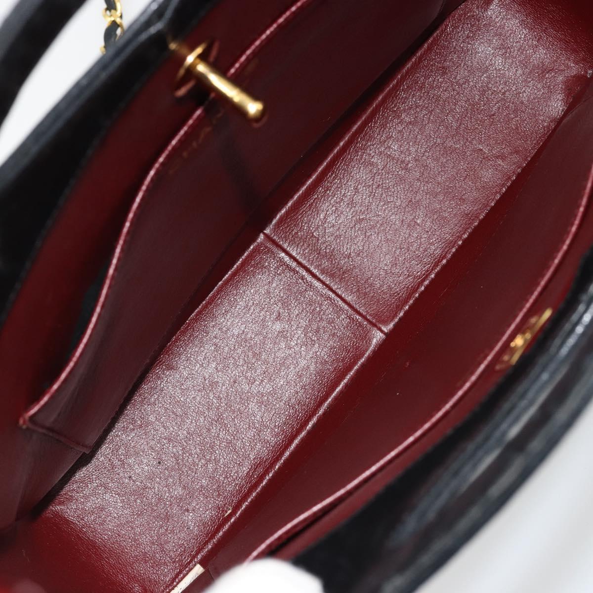 CHANEL Matelasse Hand Bag Lamb Skin 2way Black Gold CC Auth 180669A