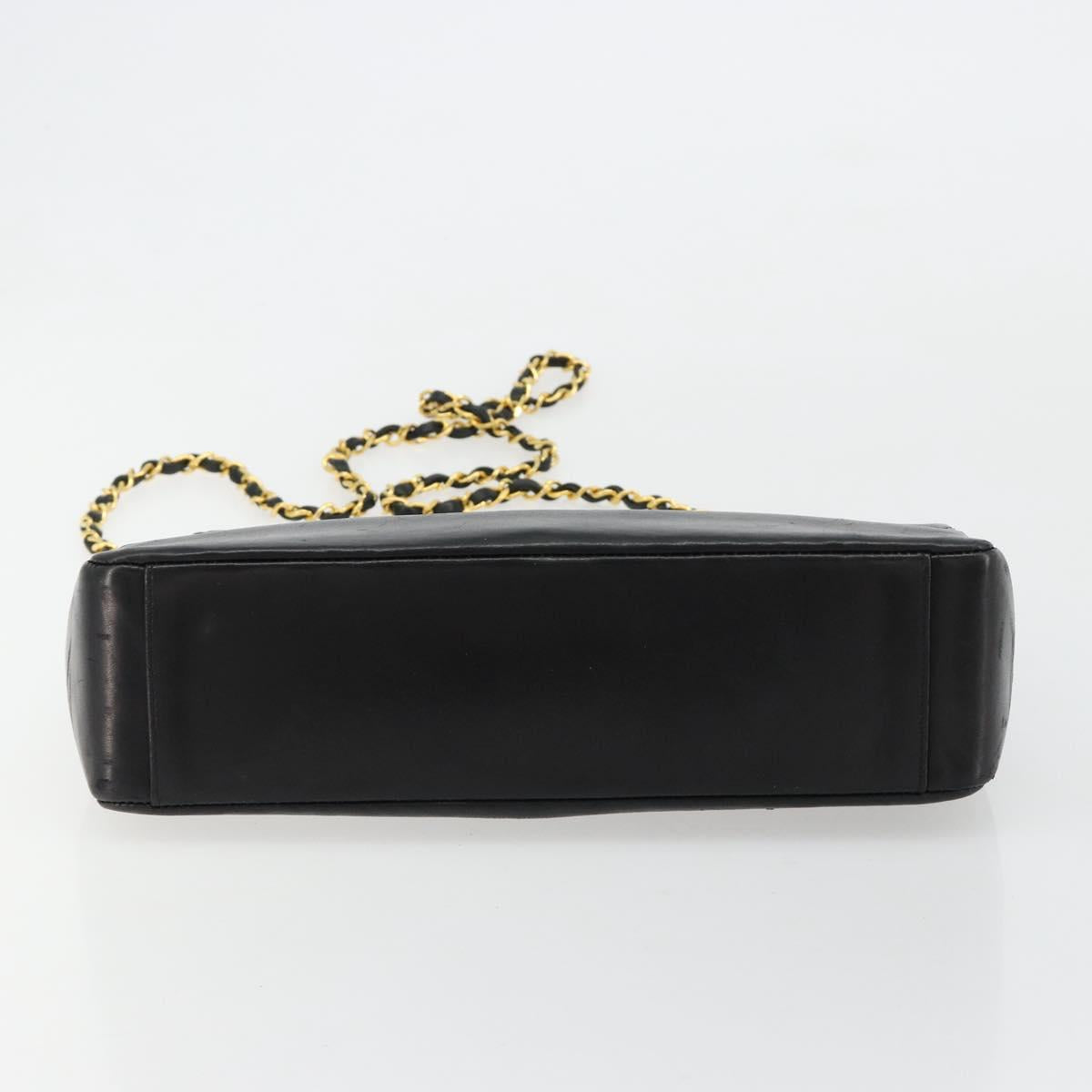 CHANEL Matelasse Hand Bag Lamb Skin 2way Black Gold CC Auth 180669A