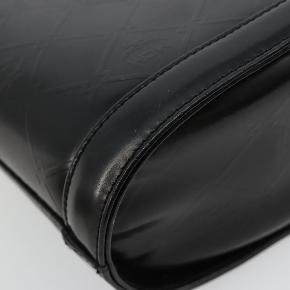 MCM Vicetos Logogram Hand Bag Leather Black Gold Auth 180670