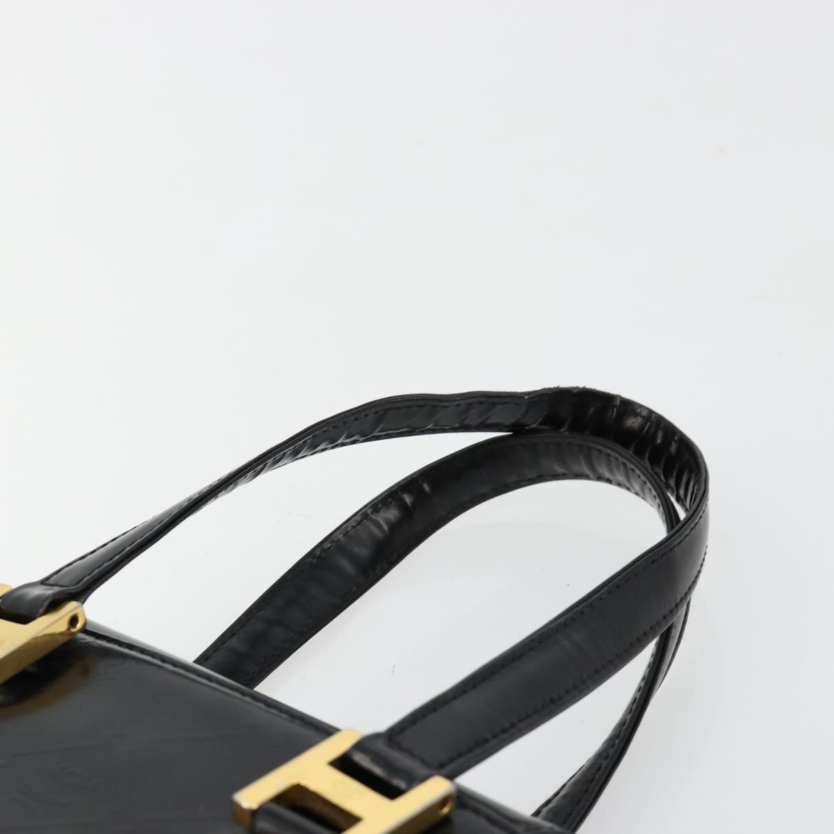MCM Vicetos Logogram Hand Bag Leather Black Gold Auth 180670