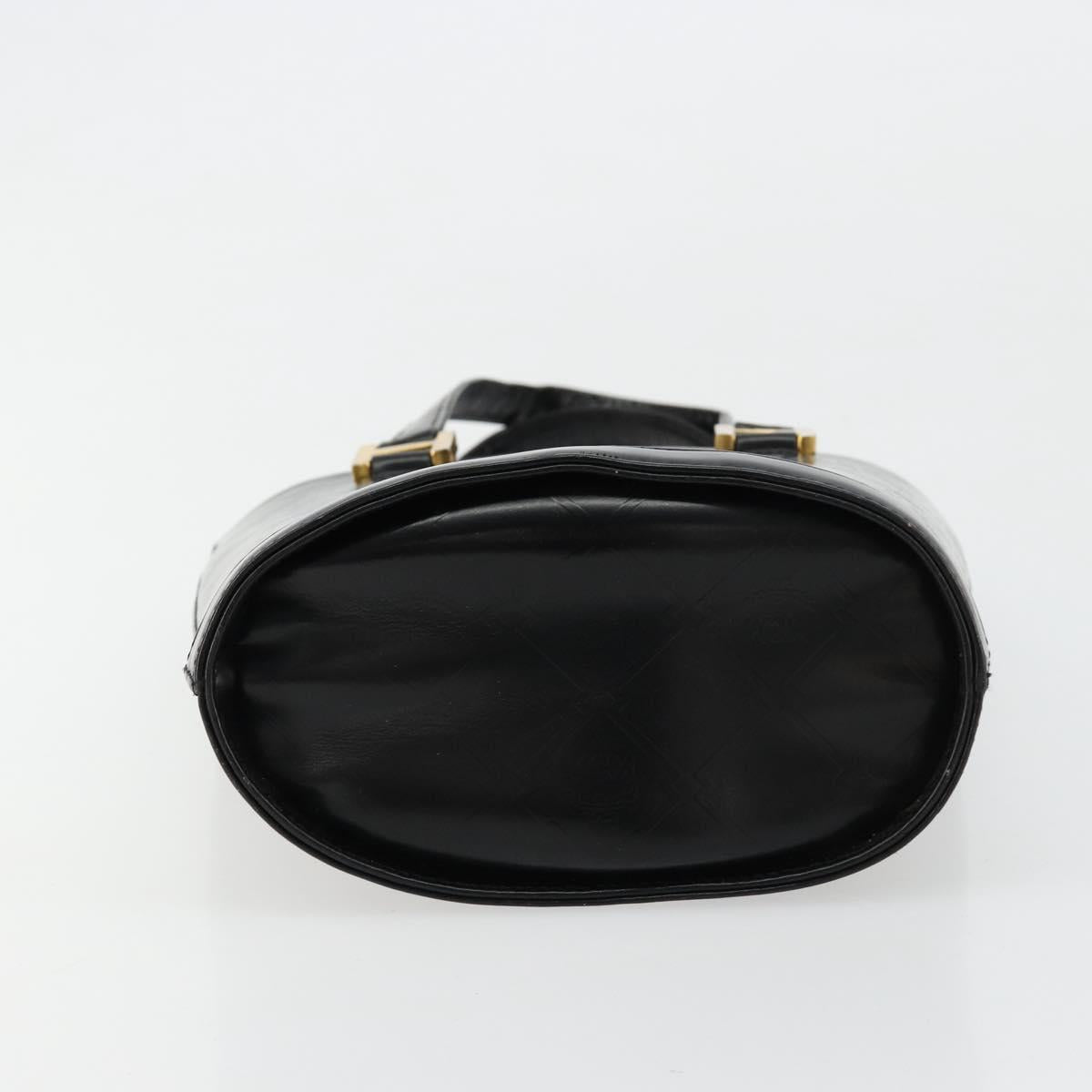 MCM Vicetos Logogram Hand Bag Leather Black Gold Auth 180670