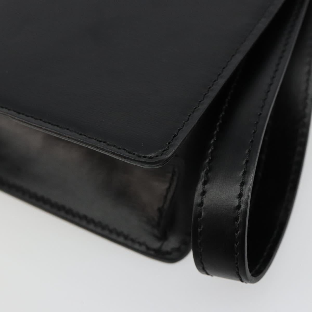 CARTIER Clutch Bag Leather Black Silver Auth 180674A
