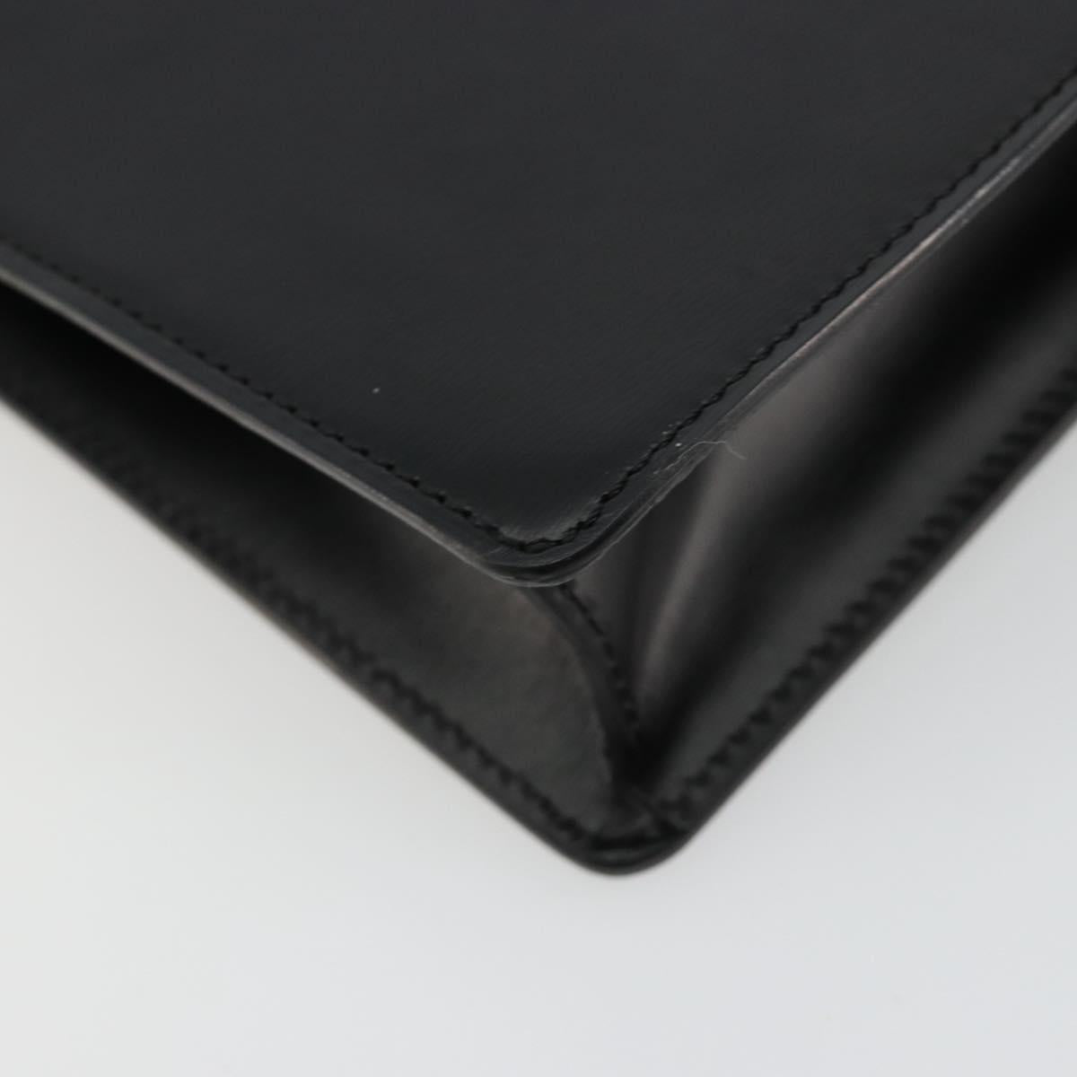 CARTIER Clutch Bag Leather Black Silver Auth 180674A