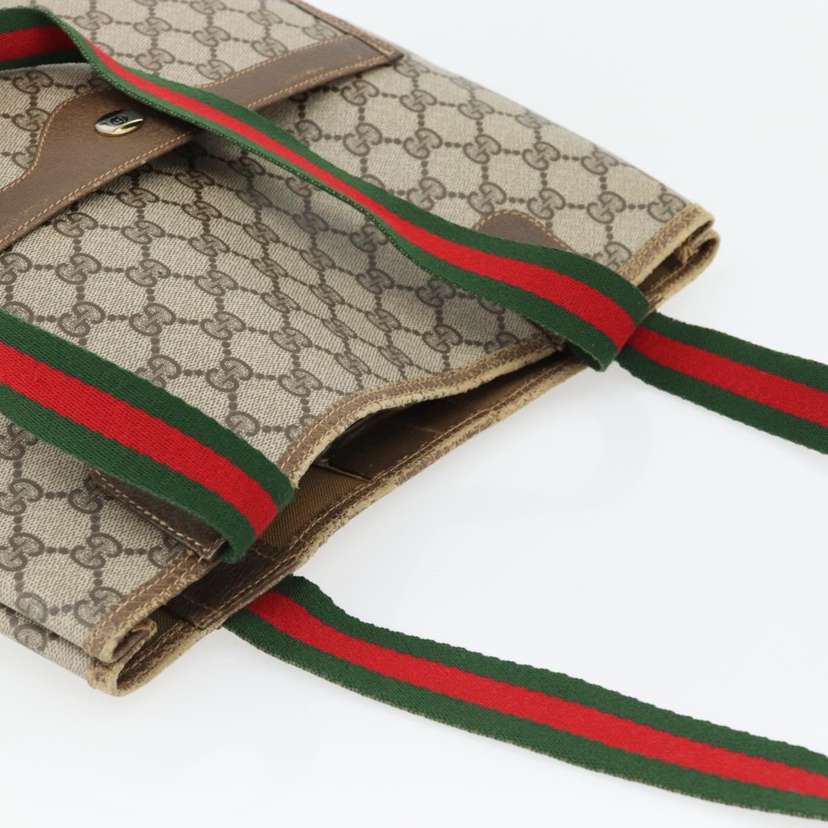 GUCCI GG Supreme Web Sherry Line Tote Bag PVC Beige Red 39 02 003 Auth 180682