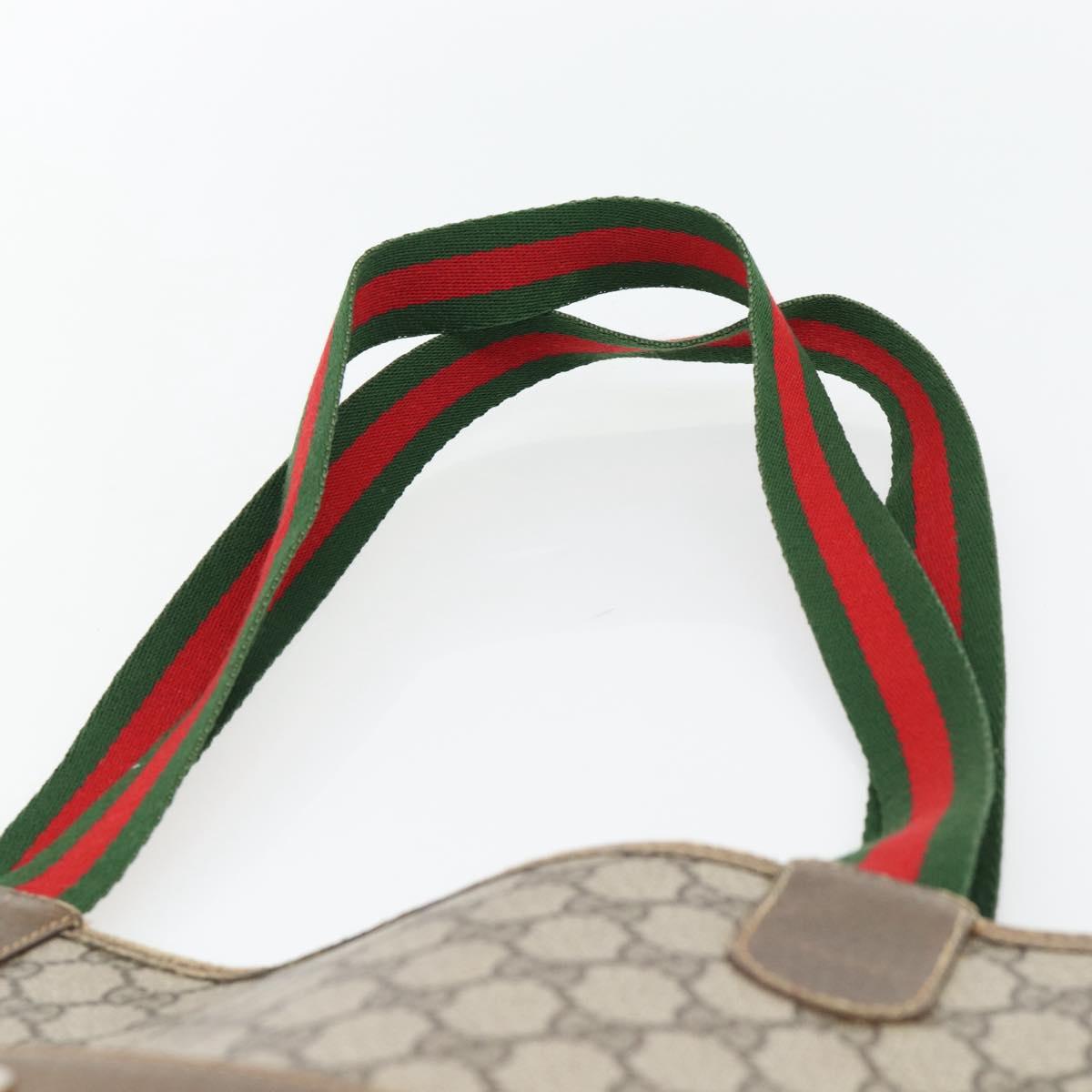 GUCCI GG Supreme Web Sherry Line Tote Bag PVC Beige Red 39 02 003 Auth 180682