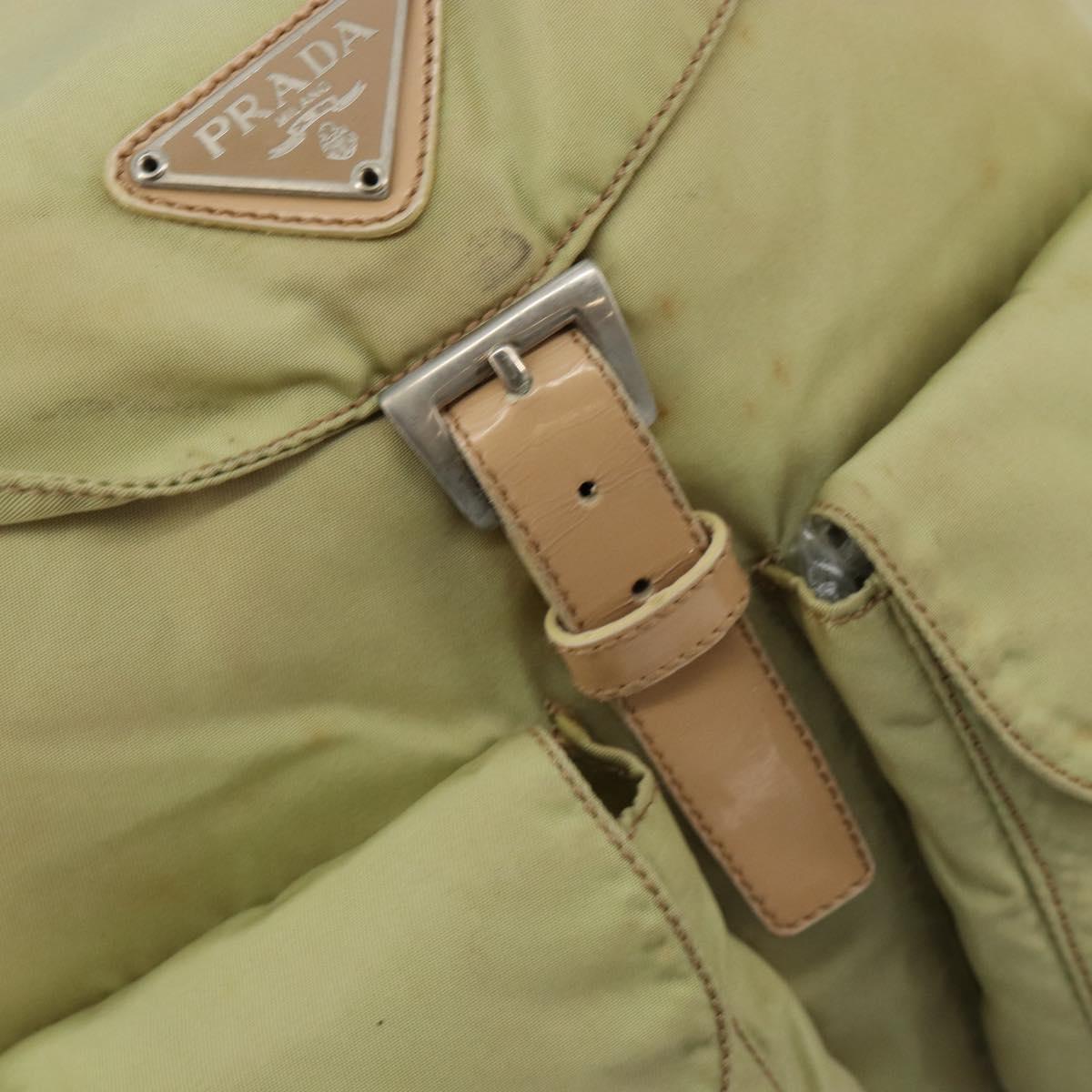 PRADA Backpack Nylon Green Silver Auth 180684