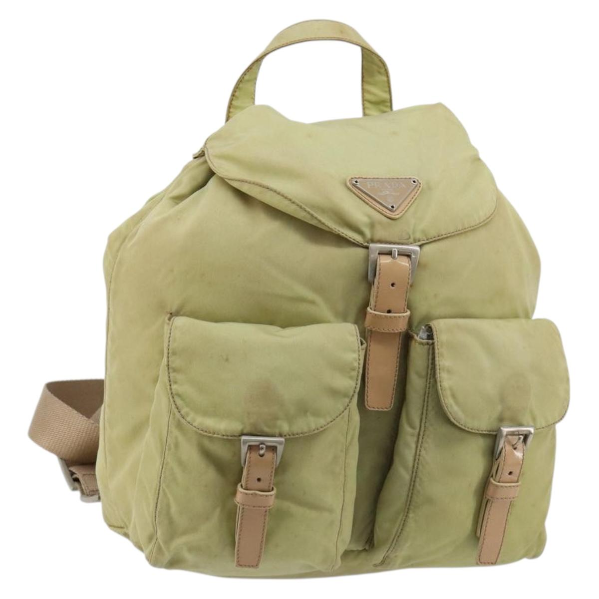 PRADA Backpack Nylon Green Silver Auth 180684