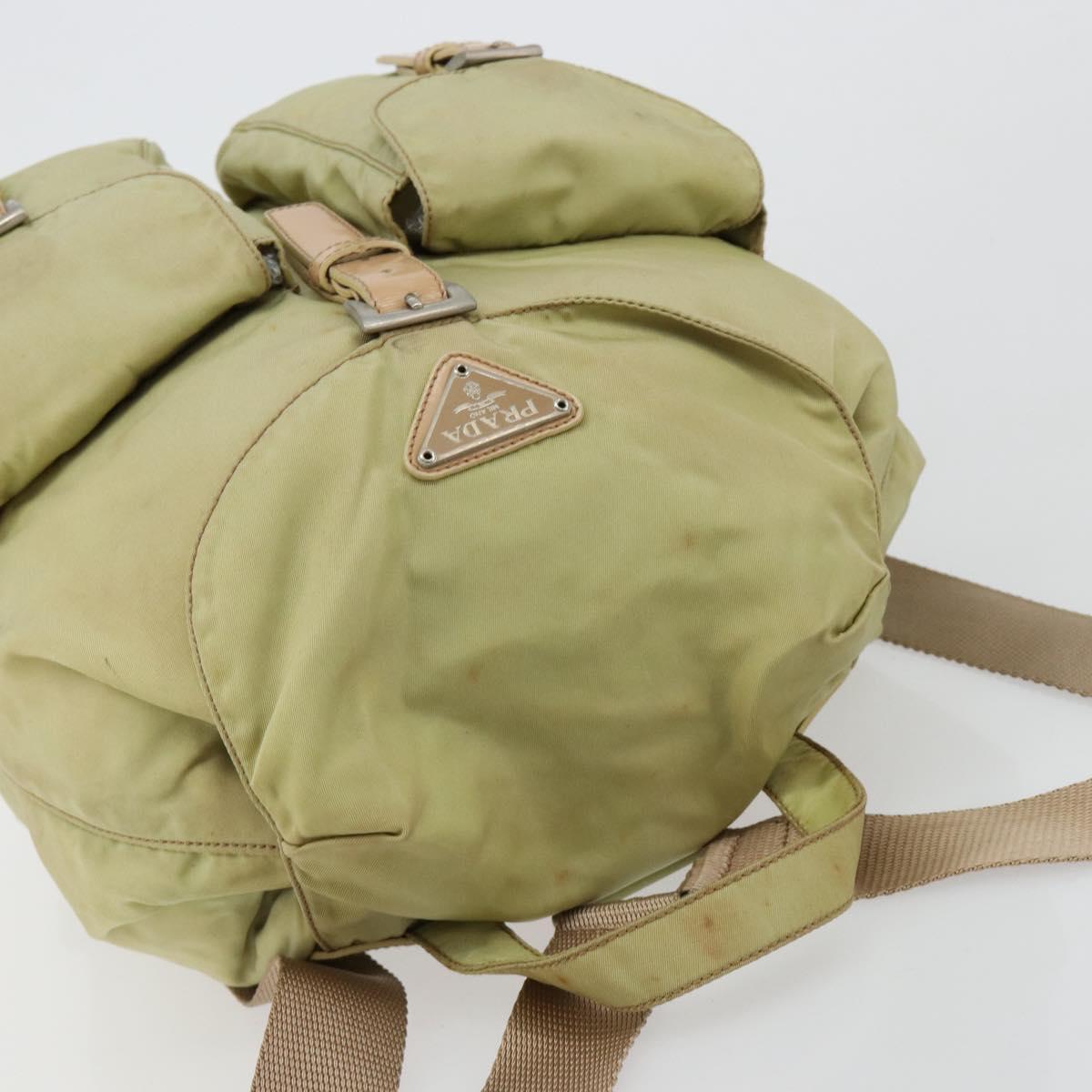 PRADA Backpack Nylon Green Silver Auth 180684