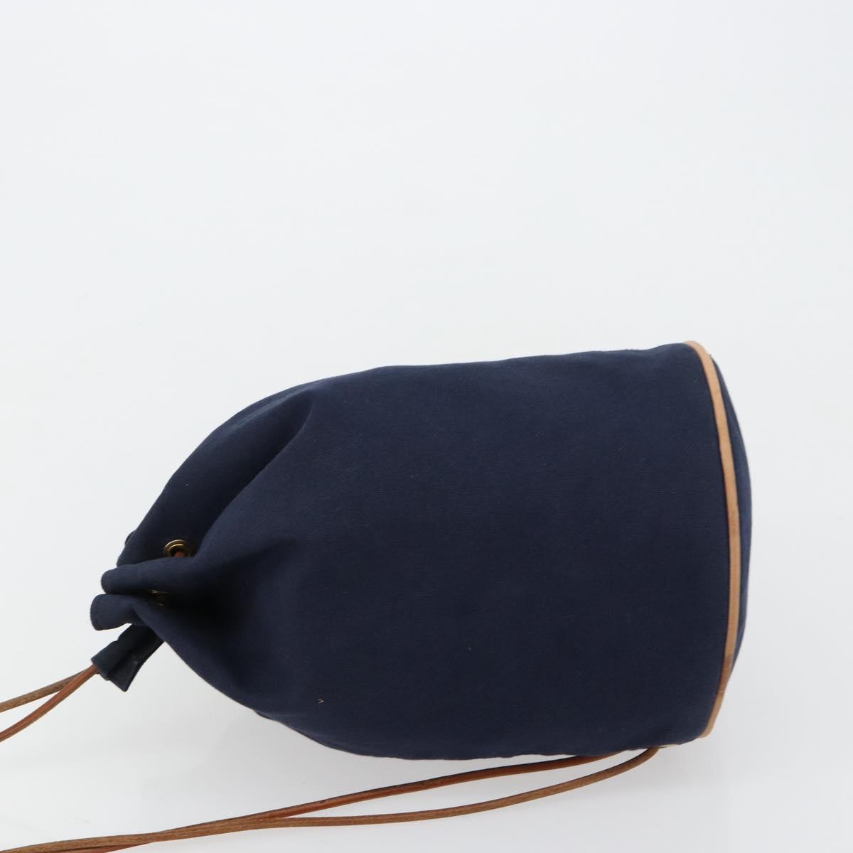 HERMES Purse Porochon Mimill Shoulder Bag Canvas Navy Gold Auth 180685A
