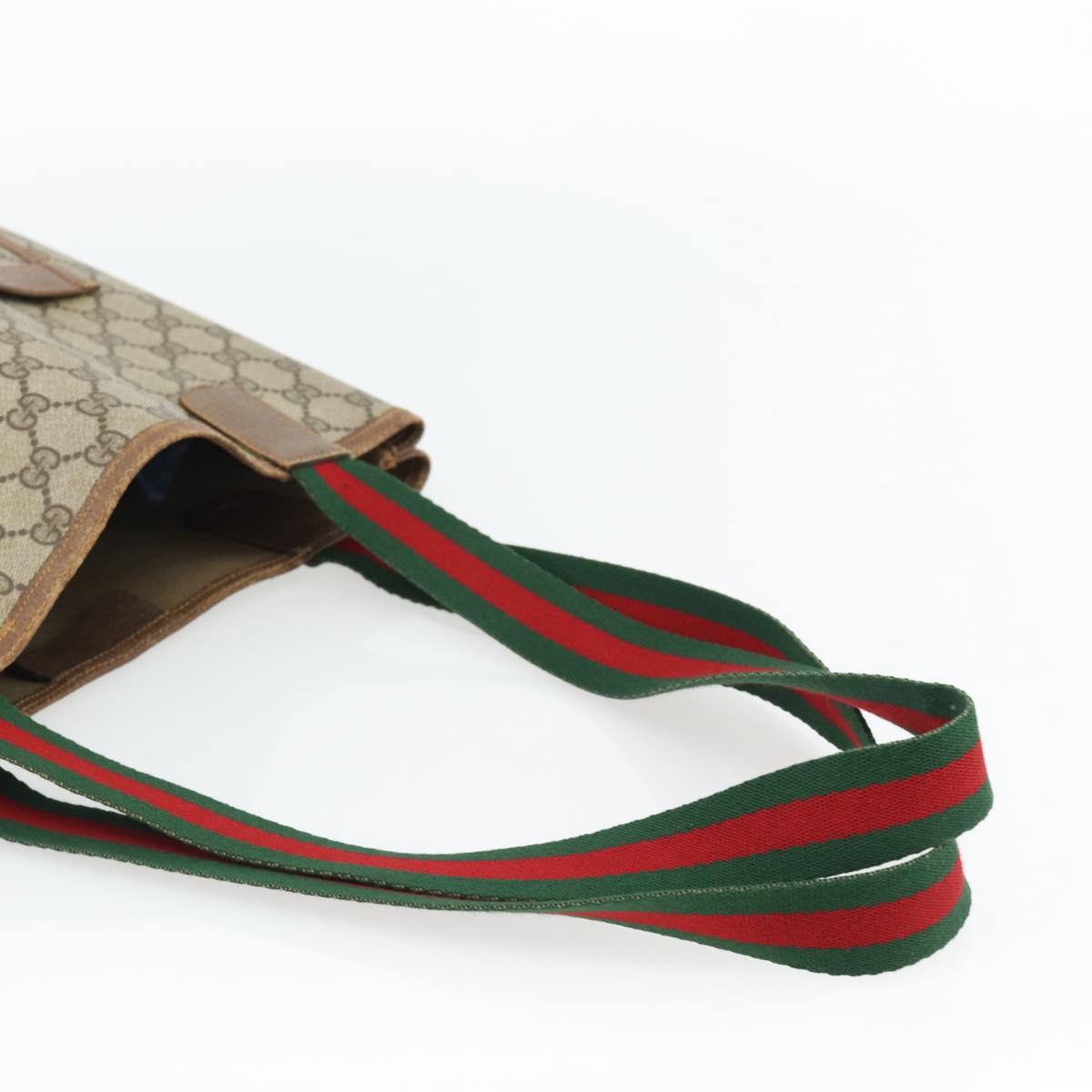 GUCCI GG Supreme Web Sherry Line Tote Bag PVC Beige Red 40 02 003 Auth 180686