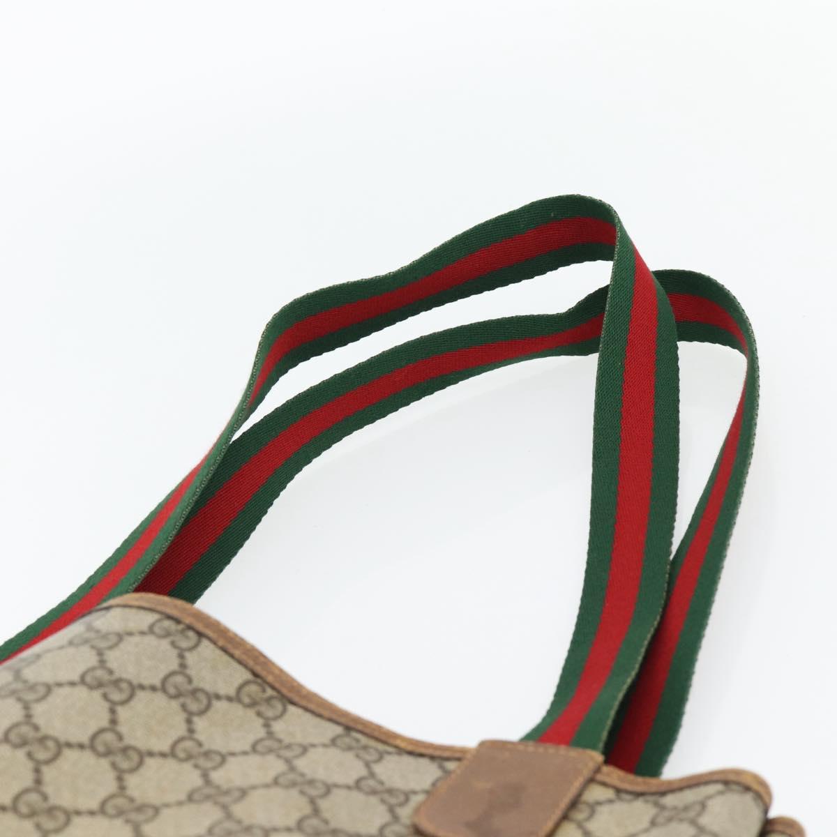 GUCCI GG Supreme Web Sherry Line Tote Bag PVC Beige Red 40 02 003 Auth 180686
