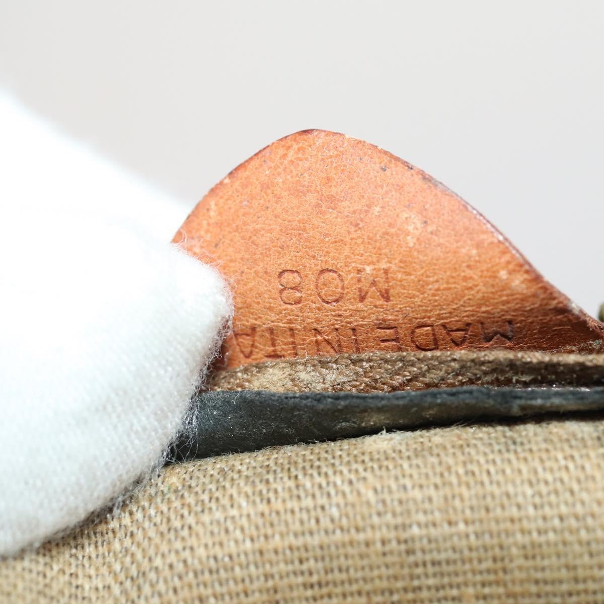 CELINE Macadam Canvas Boston Bag PVC Leather Brown Gold Auth 180687