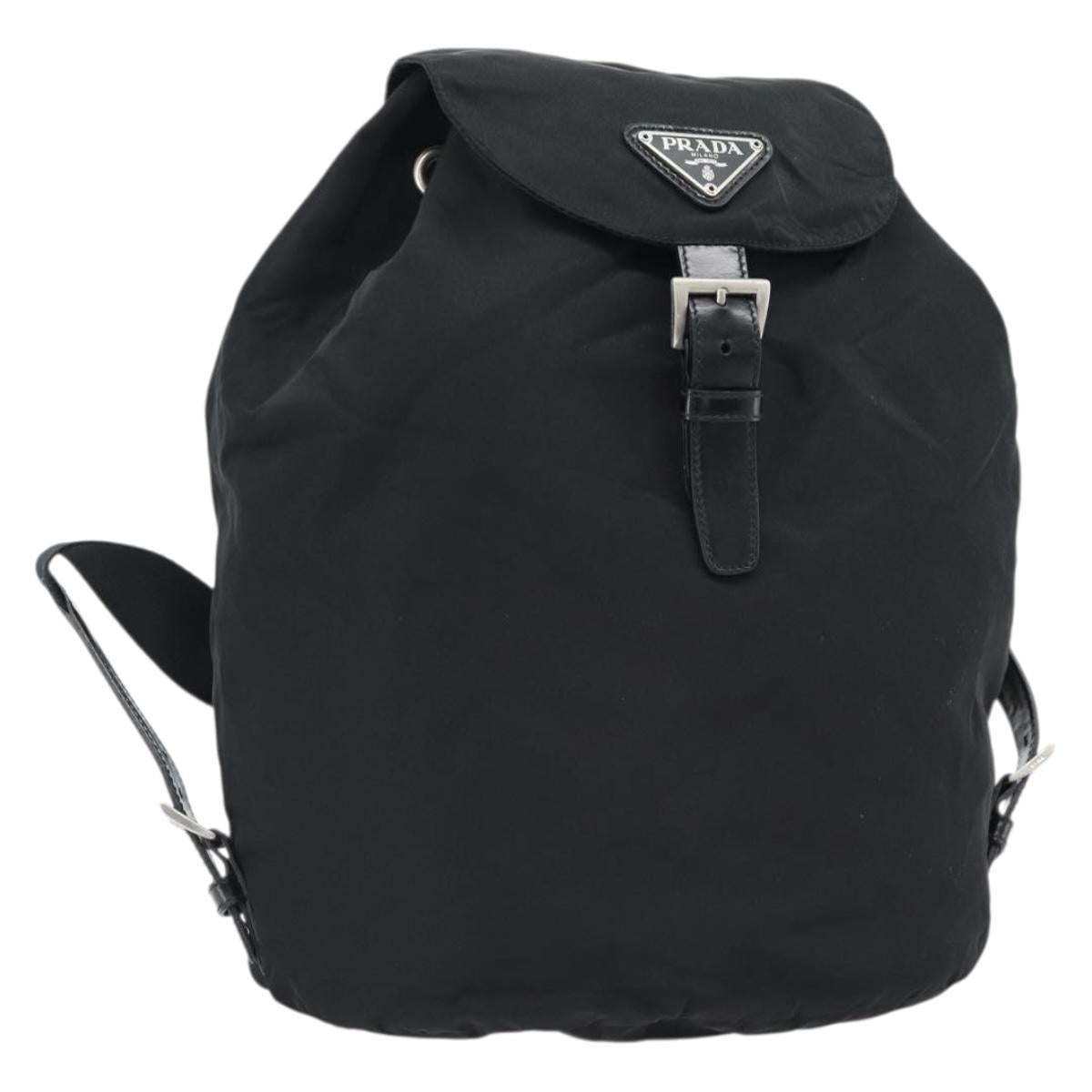 PRADA Backpack Nylon Black Silver Auth 180688A