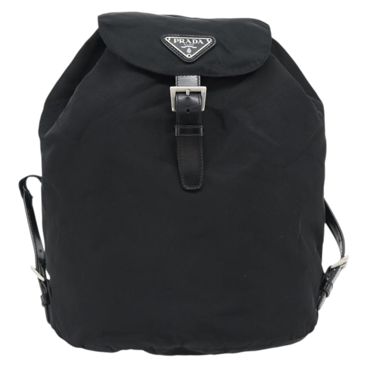 PRADA Backpack Nylon Black Silver Auth 180688A
