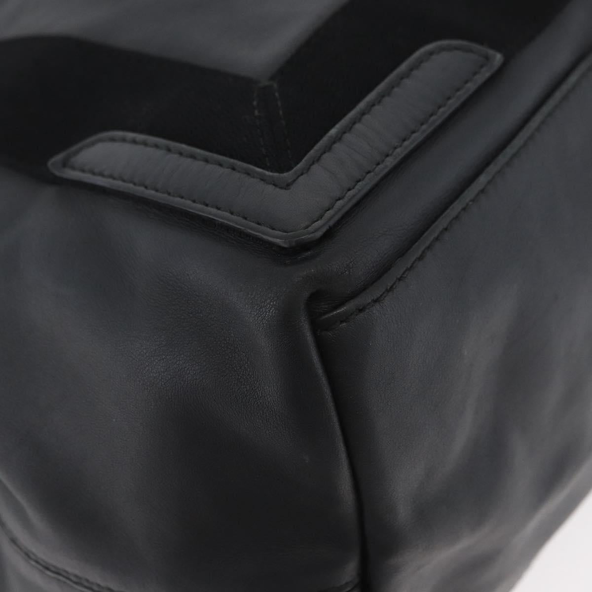 BALENCIAGA Navy Kabas S Tote Bag Leather Black Silver 339933 Auth 180690