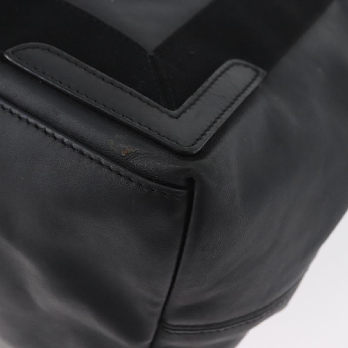 BALENCIAGA Navy Kabas S Tote Bag Leather Black Silver 339933 Auth 180690