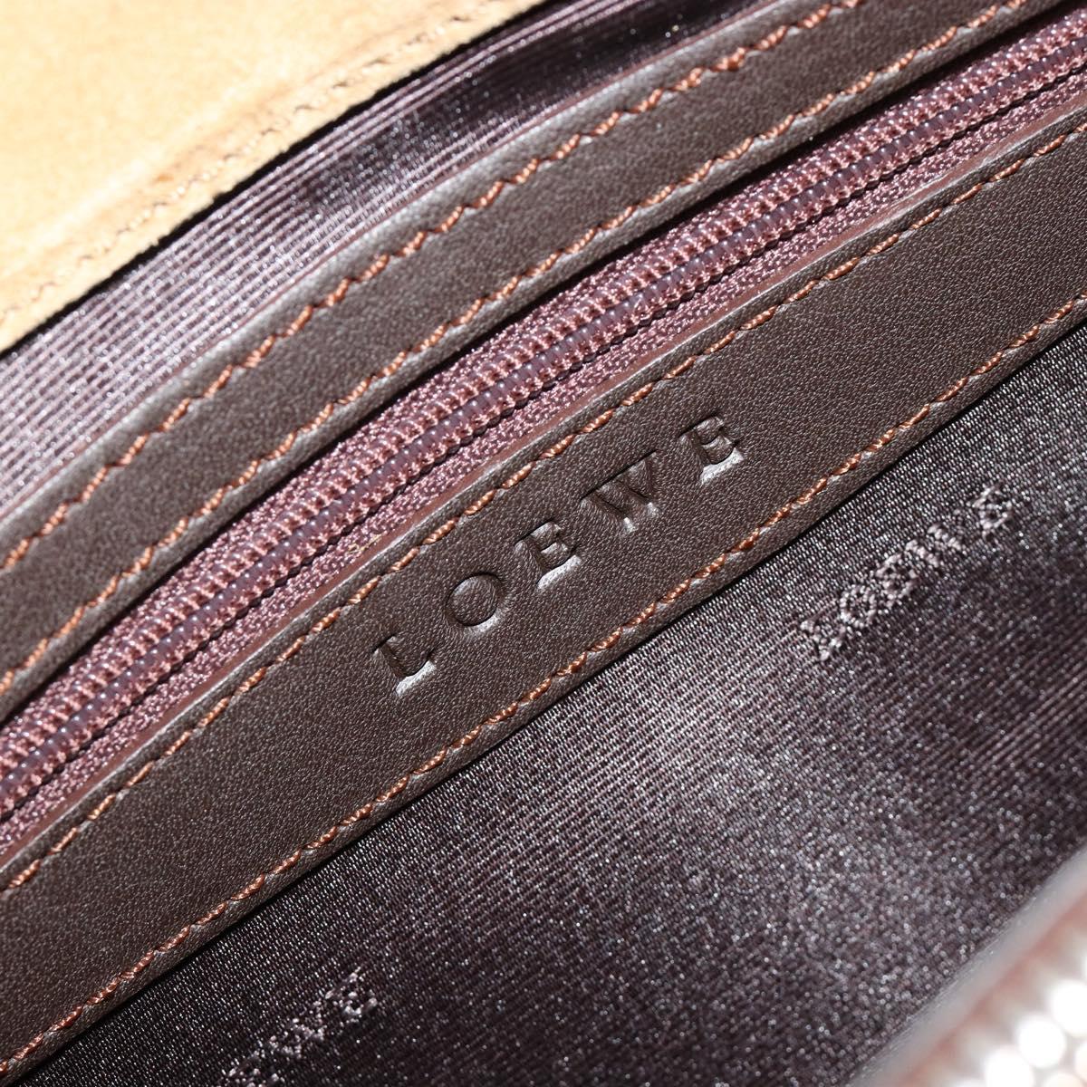 LOEWE Anagram Hand Bag Suede Beige Gold Auth 180719A
