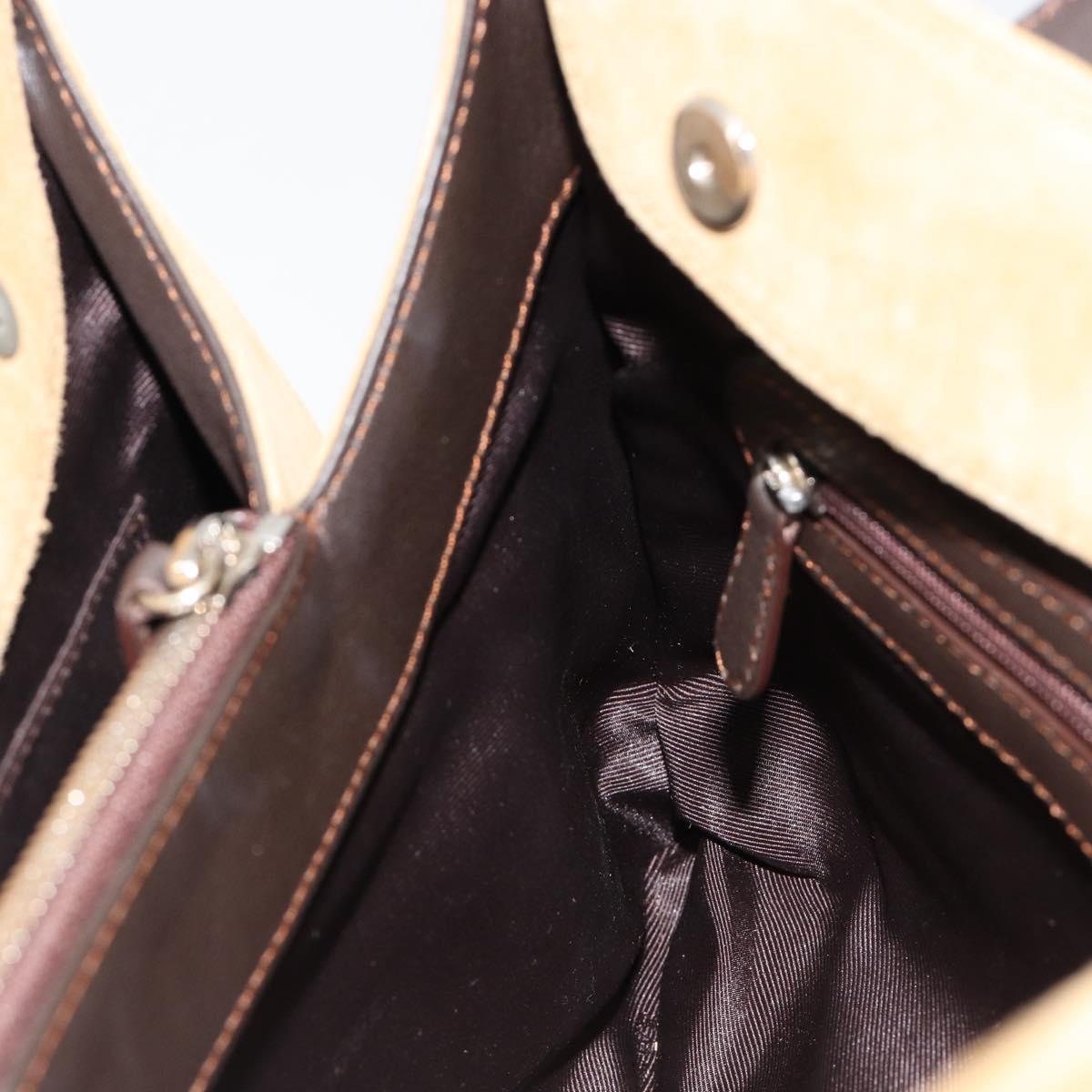 LOEWE Anagram Hand Bag Suede Beige Gold Auth 180719A