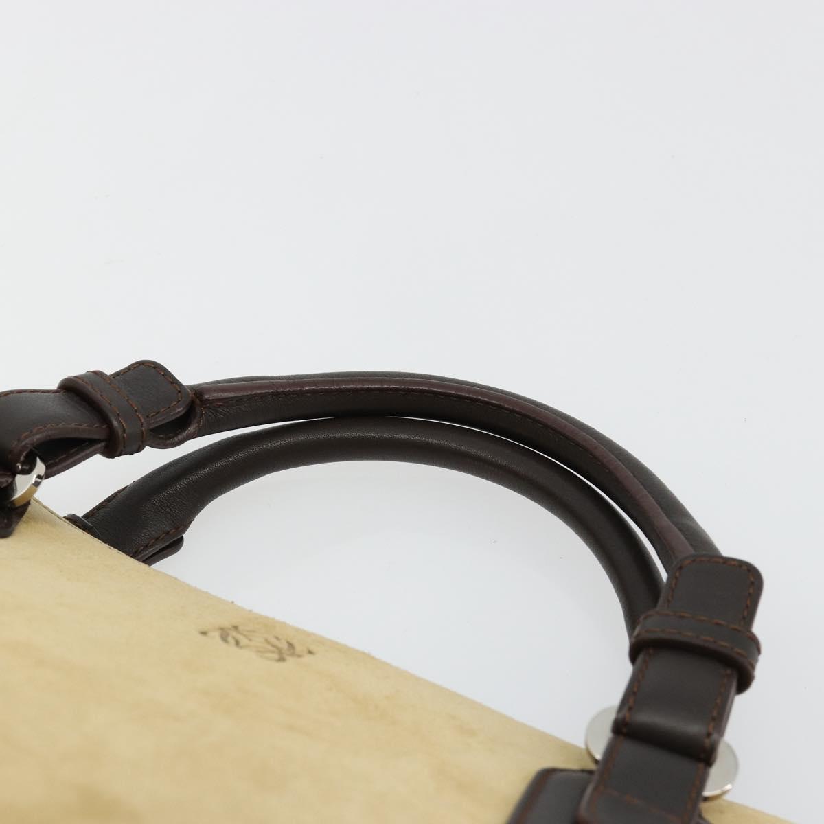 LOEWE Anagram Hand Bag Suede Beige Gold Auth 180719A
