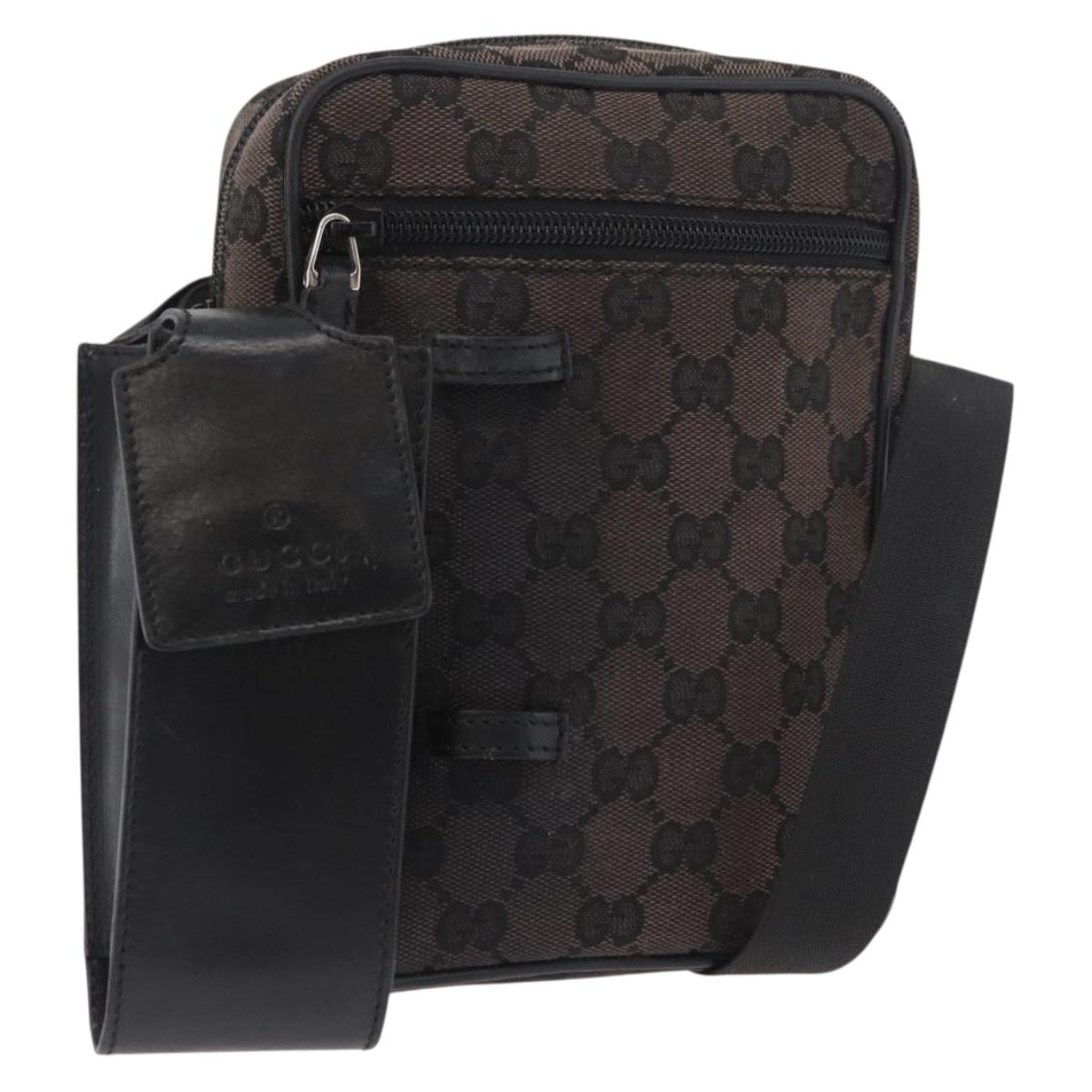 GUCCI GG Canvas Shoulder Bag Black Silver 018 1619 Auth 180727