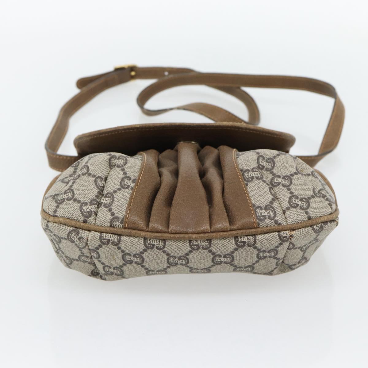 GUCCI GG Plus Supreme Shoulder Bag PVC Beige Gold Auth 180728
