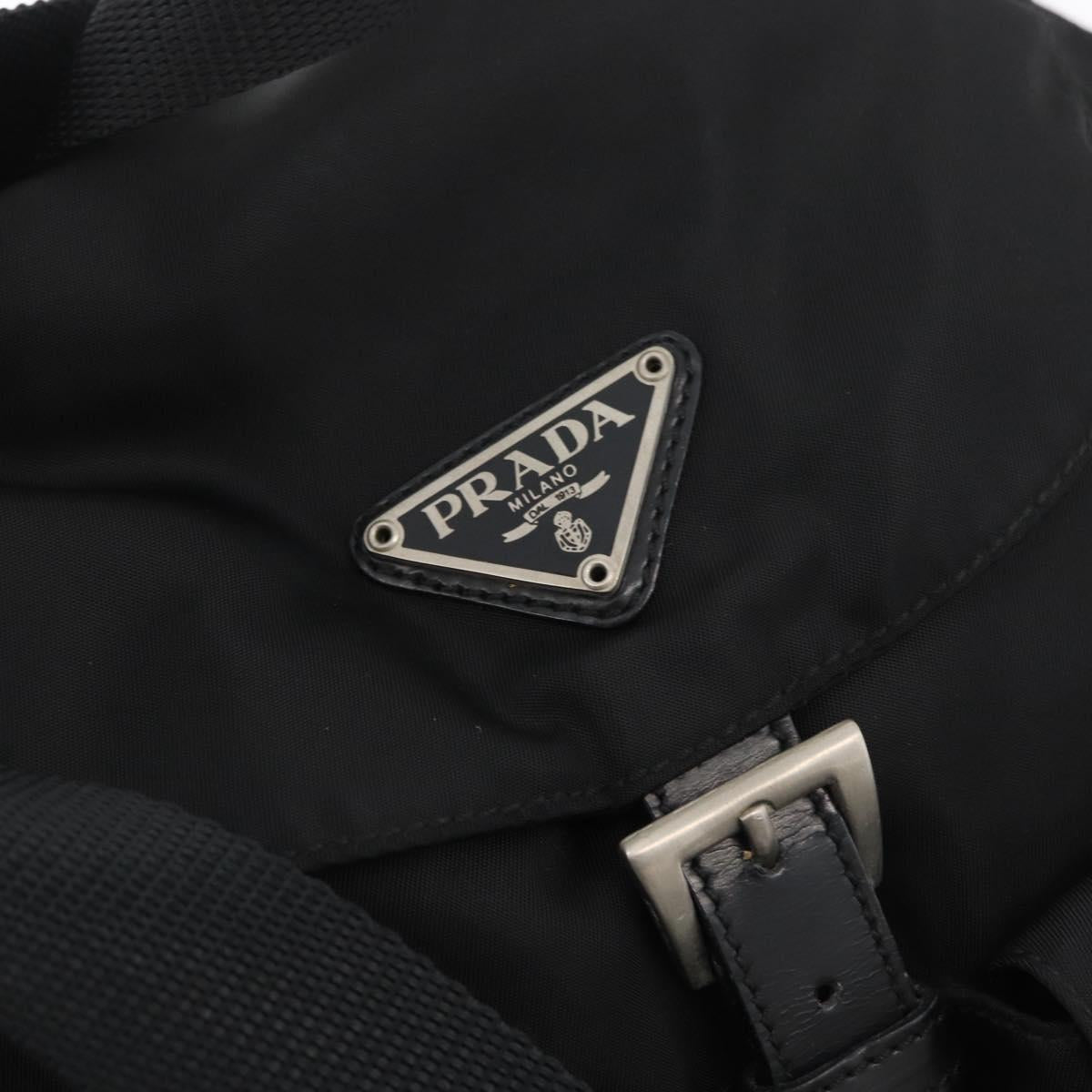 PRADA Backpack Nylon Black Silver Auth 180736A