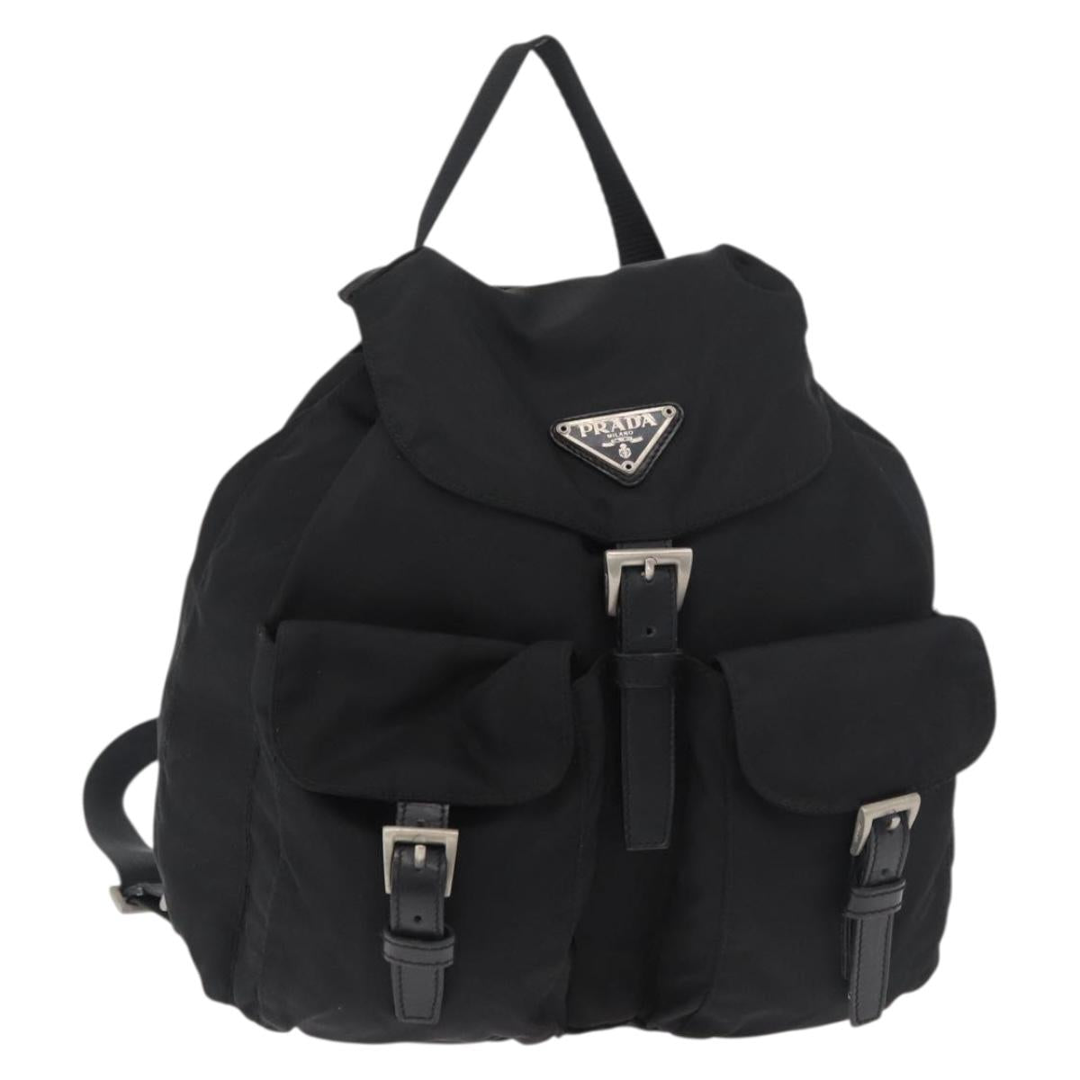 PRADA Backpack Nylon Black Silver Auth 180736A
