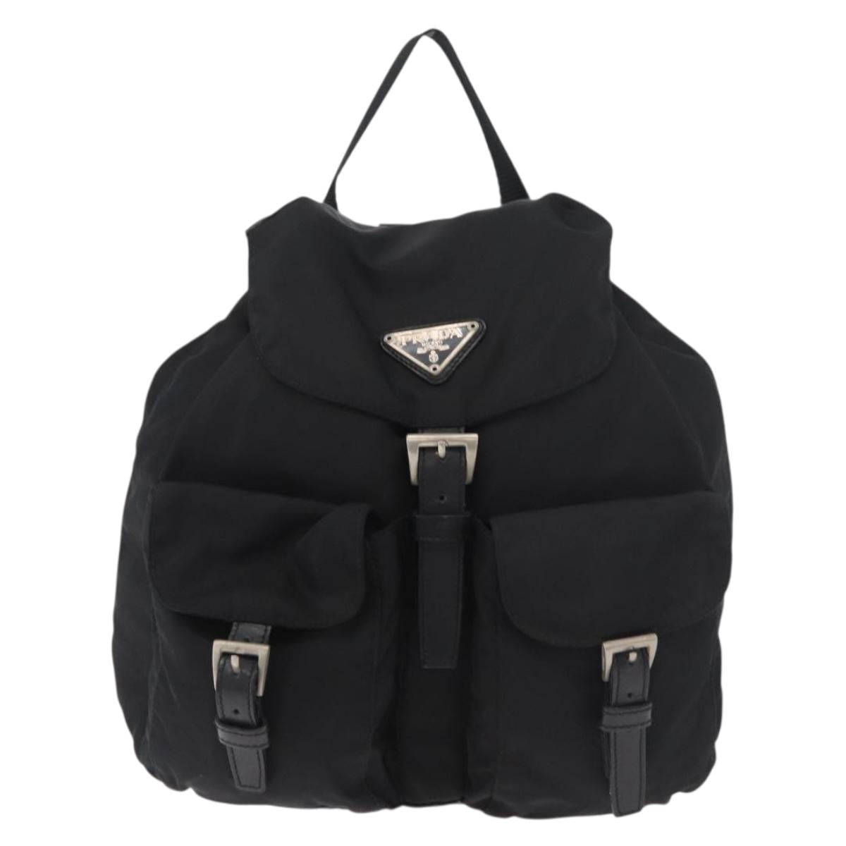 PRADA Backpack Nylon Black Silver Auth 180736A