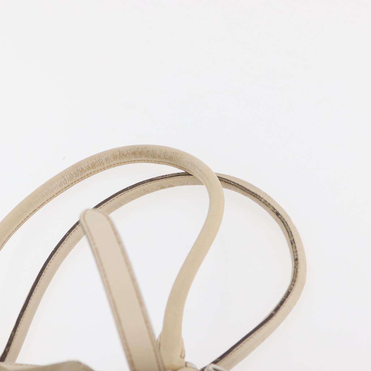 PRADA Hand Bag Jacquard Beige Silver Auth 180750
